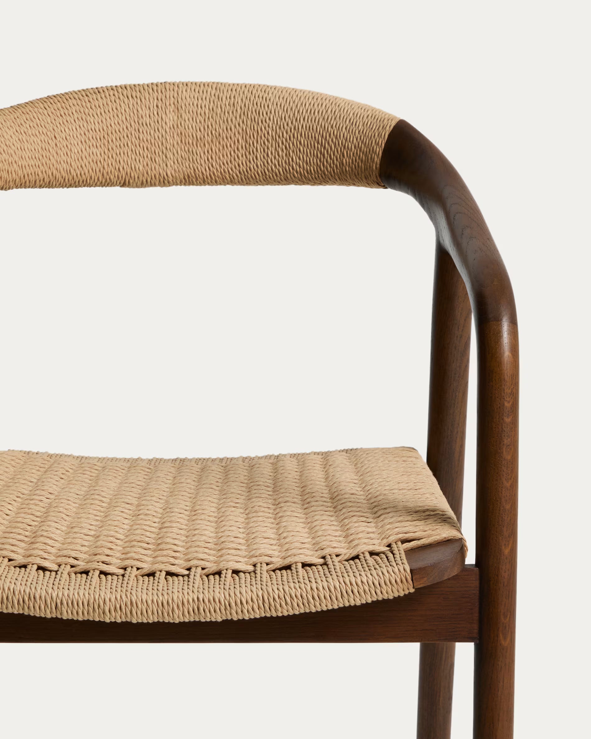 DERILE Chair in Beige with Dark Wooden Base