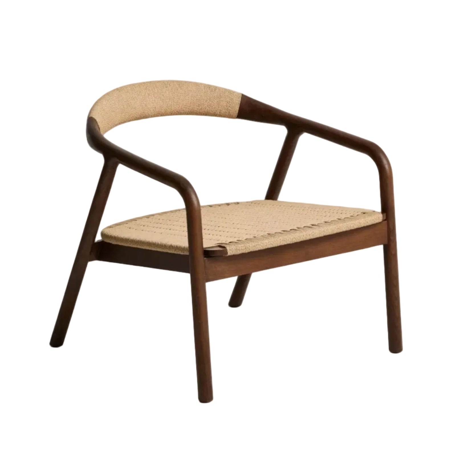 Sessel DERILE beige mit dunklem Holzgestell
