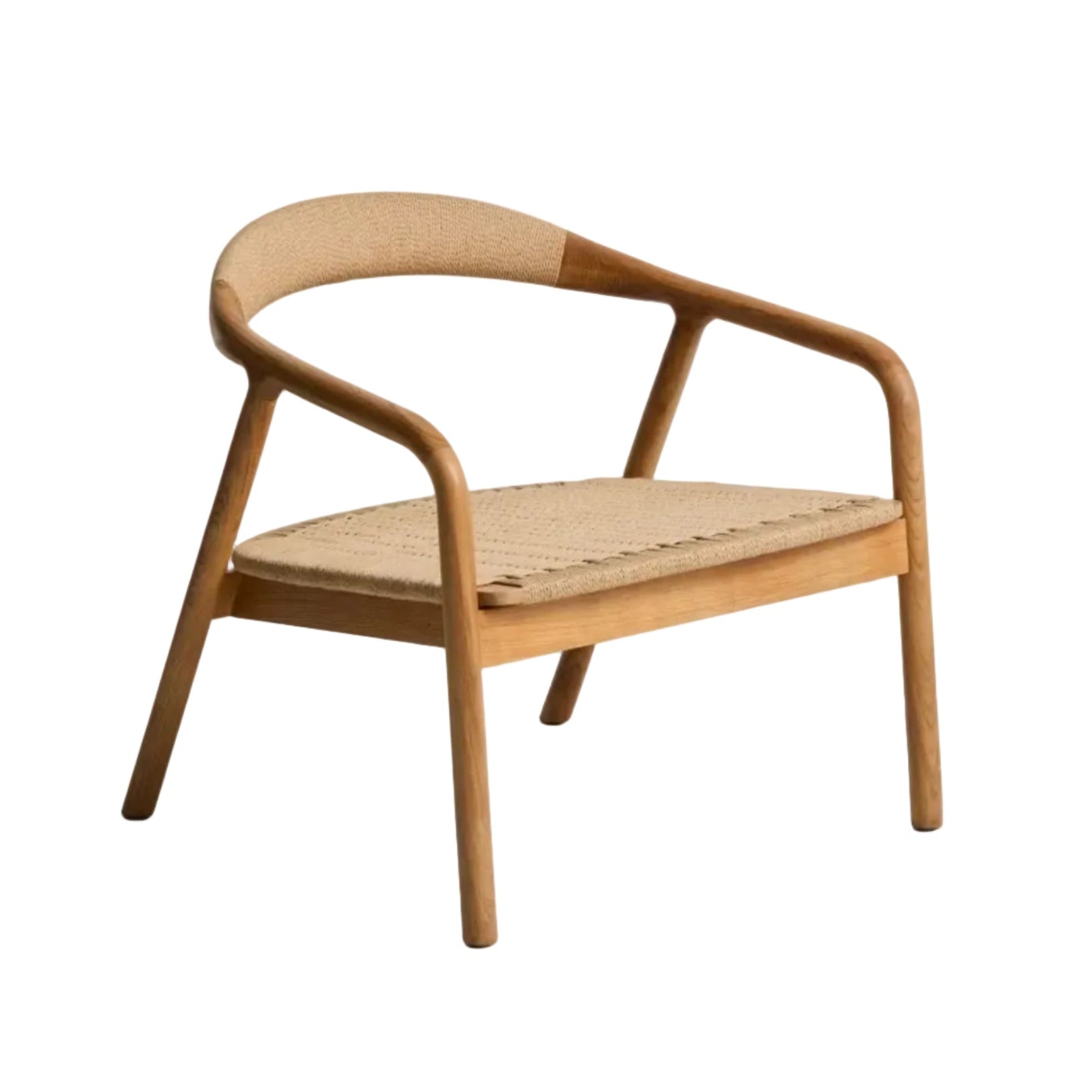 DERILE Beige Armchair with Wooden Base