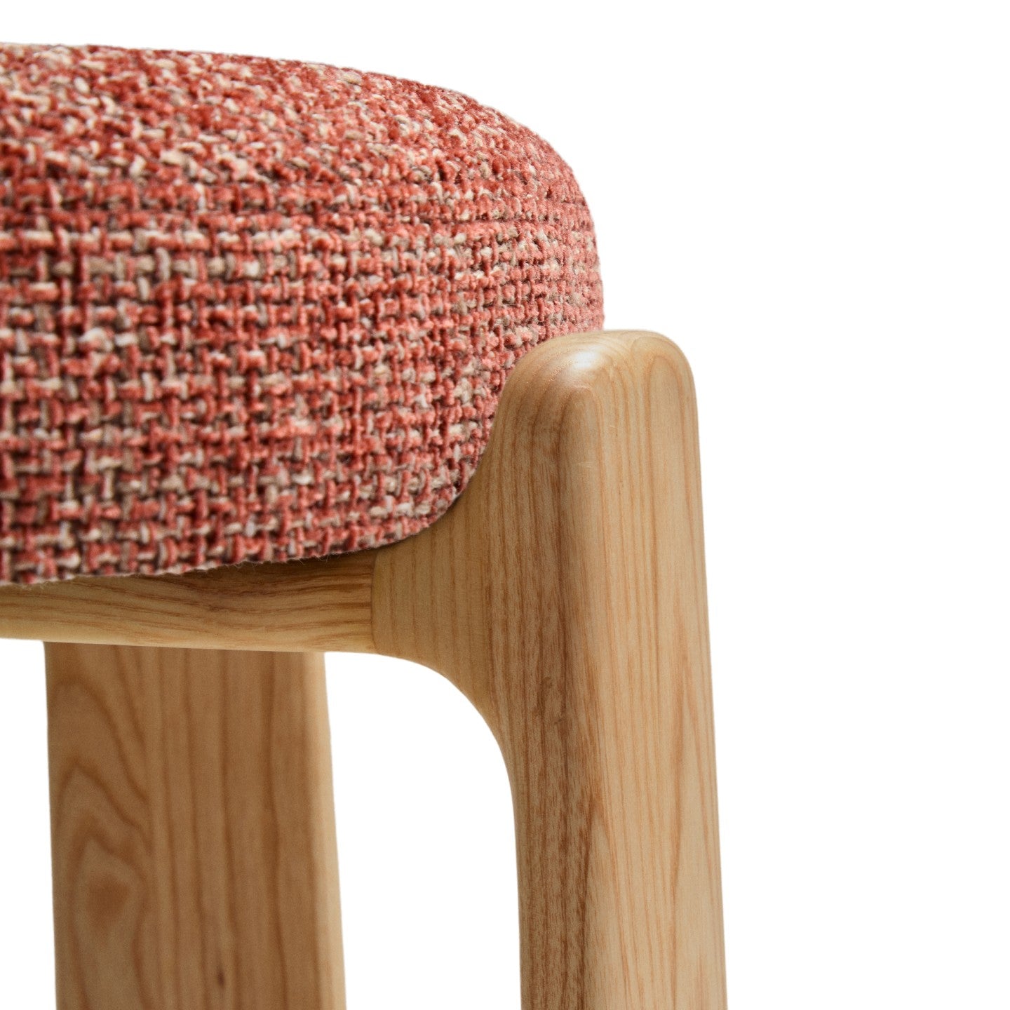 GRANITE bar stool in brown-red chenille with an ash base