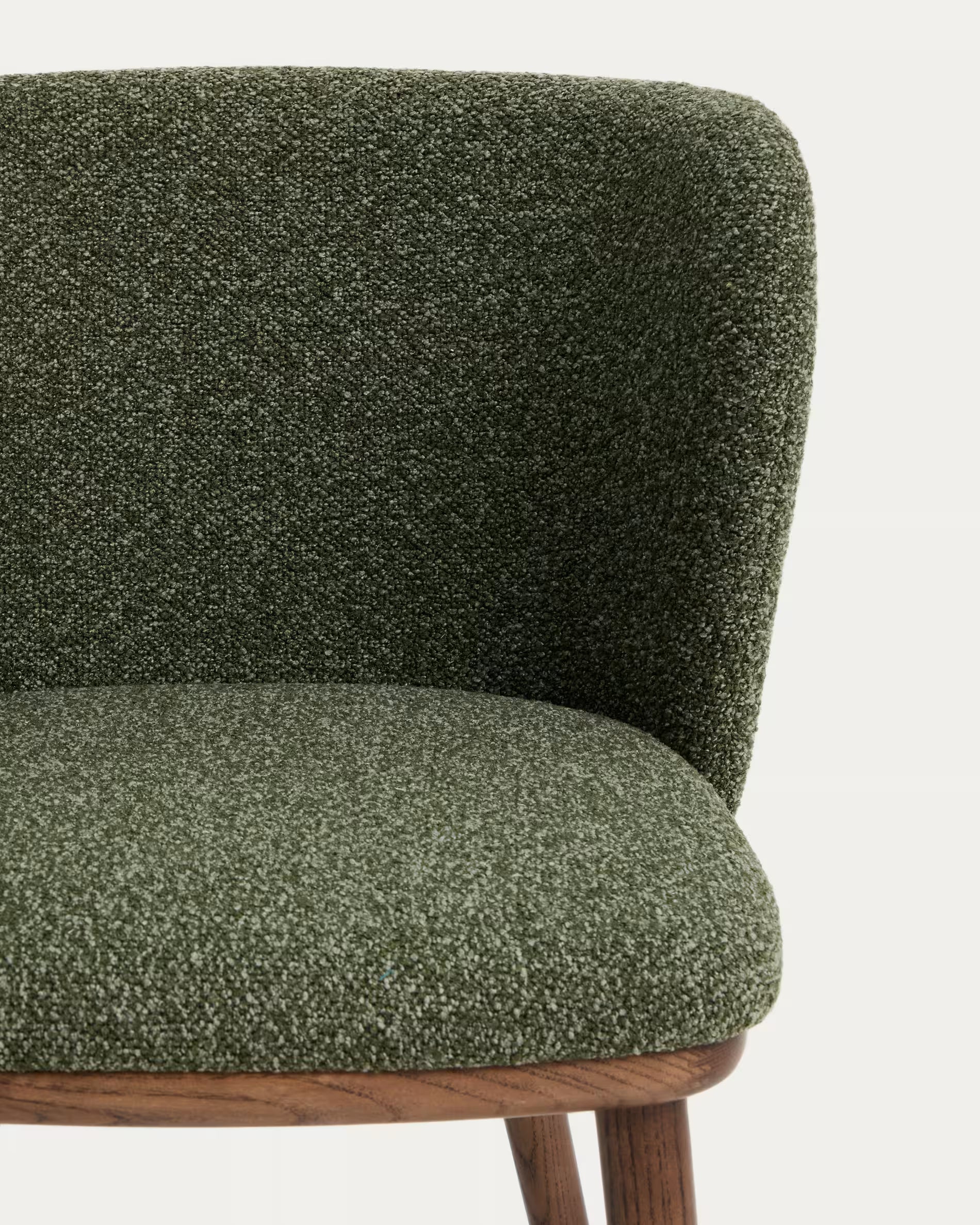 Bar stool CISELIA dark green chenille with dark ash base