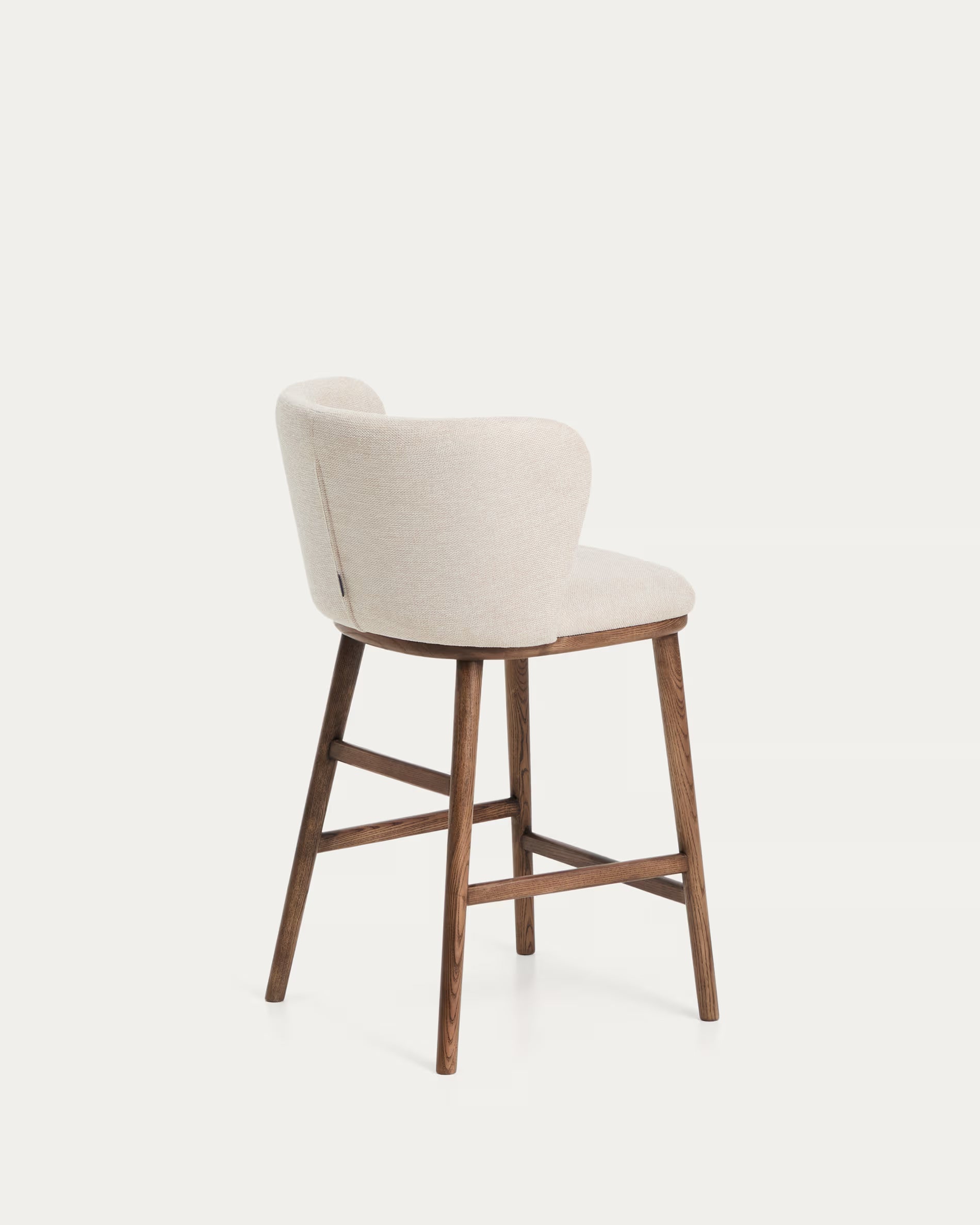 Barhocker CISELIA beige Chenille mit dunklem Eschenfuß