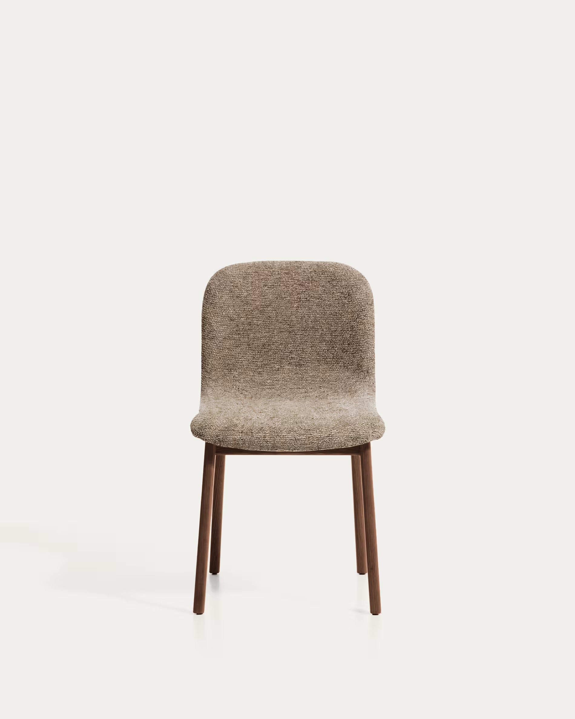 ELNOR stoel bruin chenille met eiken basis