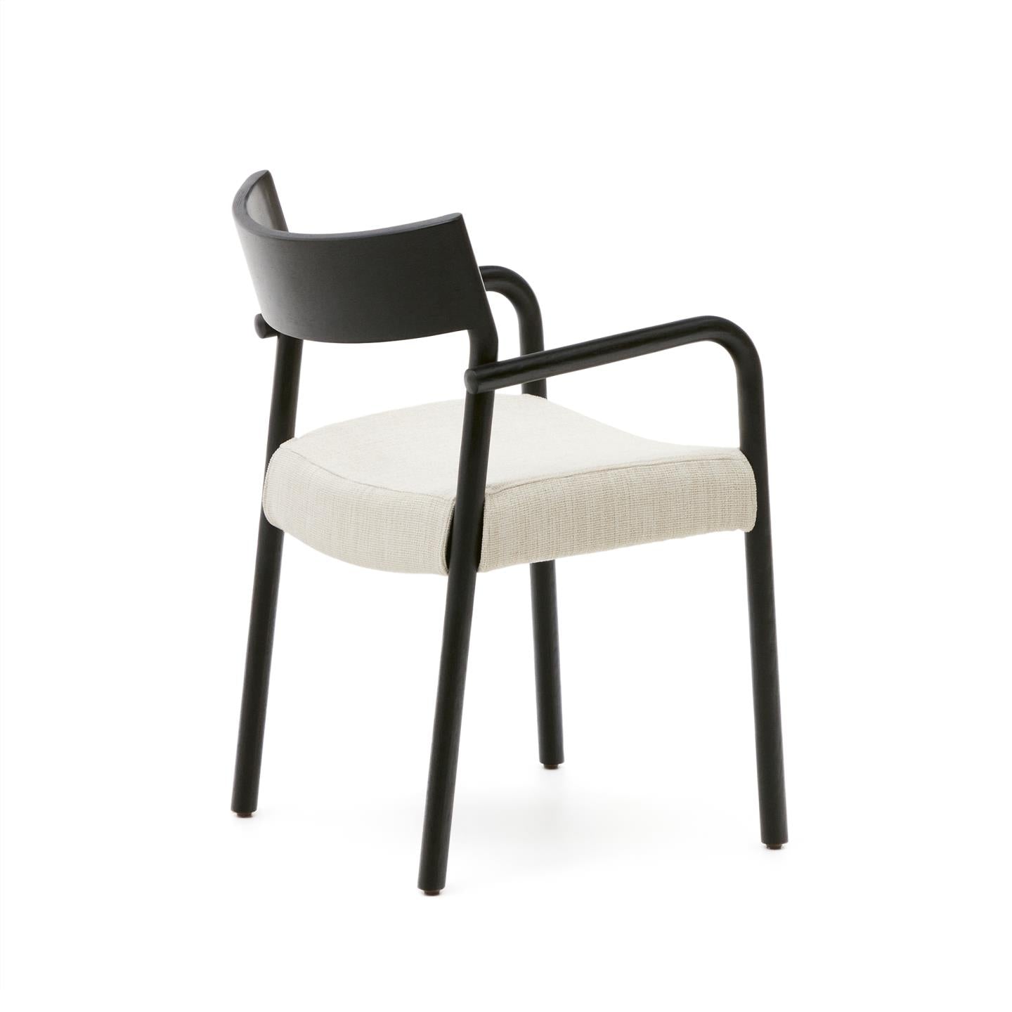 Stoel FALCONERA beige chenille met zwarte eiken basis