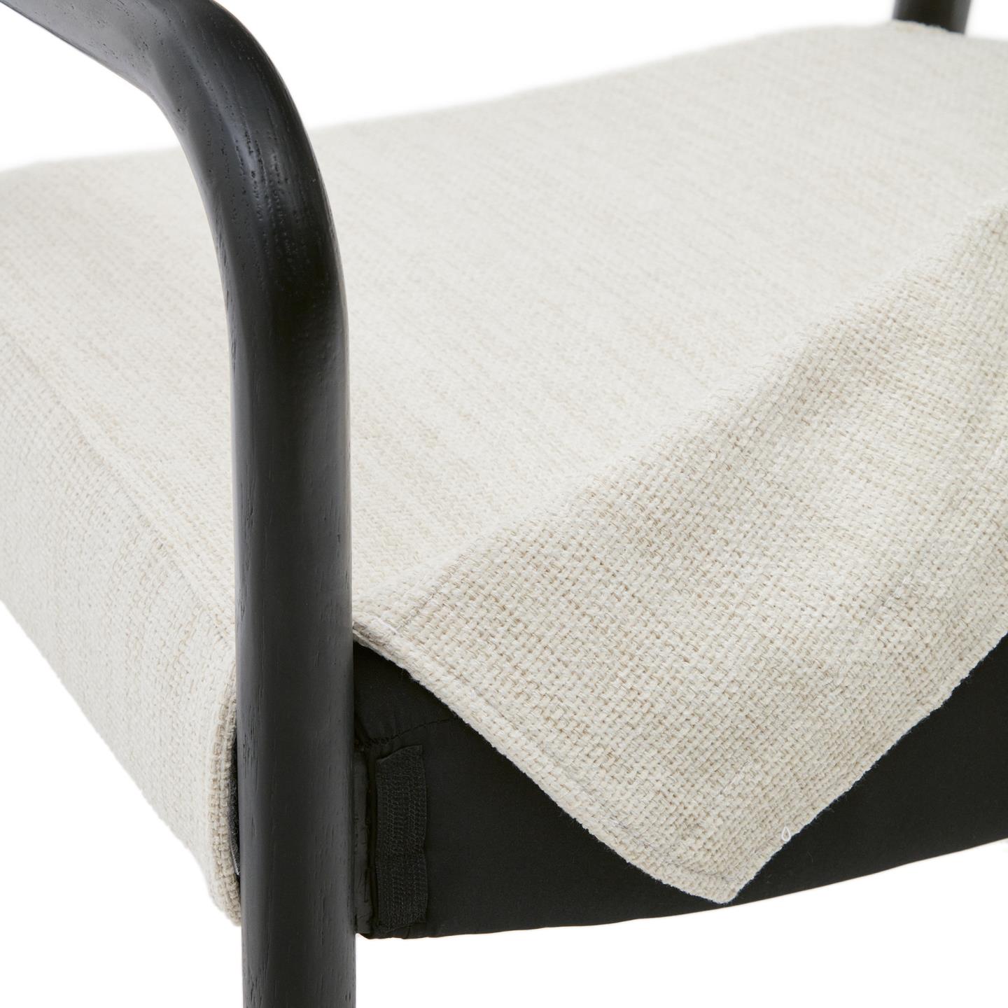 Stoel FALCONERA beige chenille met zwarte eiken basis