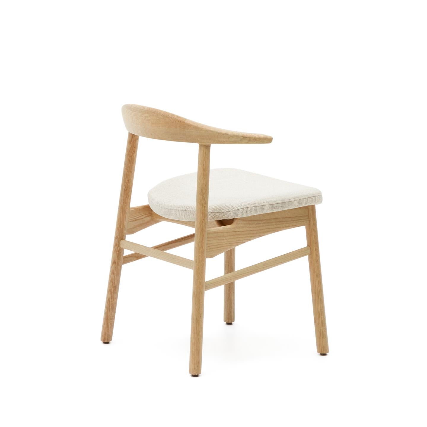 TIMONS chair in beige chenille with an oak base