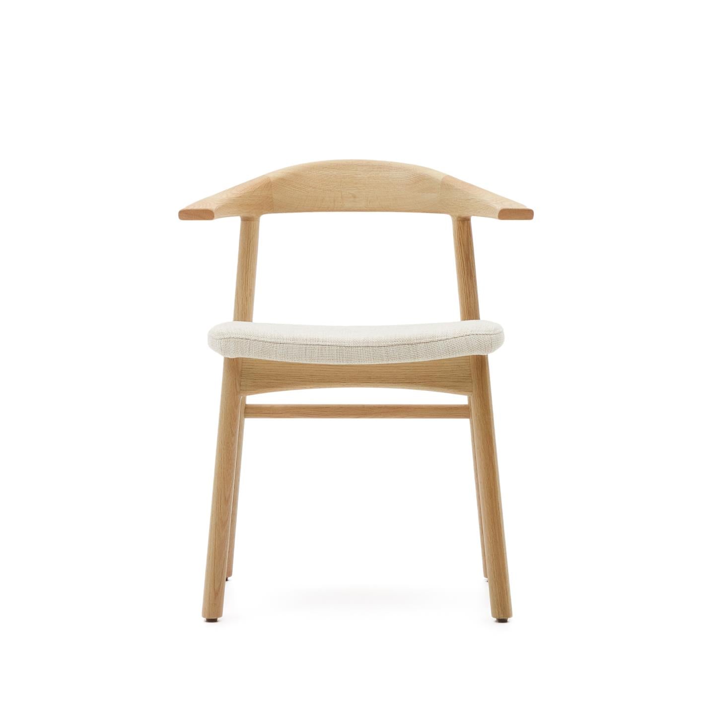 TIMONS chair in beige chenille with an oak base