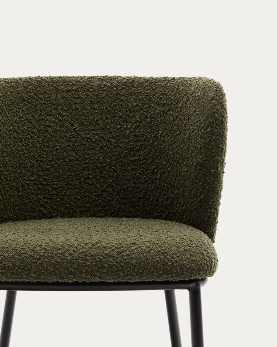 Krzesło w tkaninie boucle CISELIA oliwkowy do jadalni – styl minimalistyczny