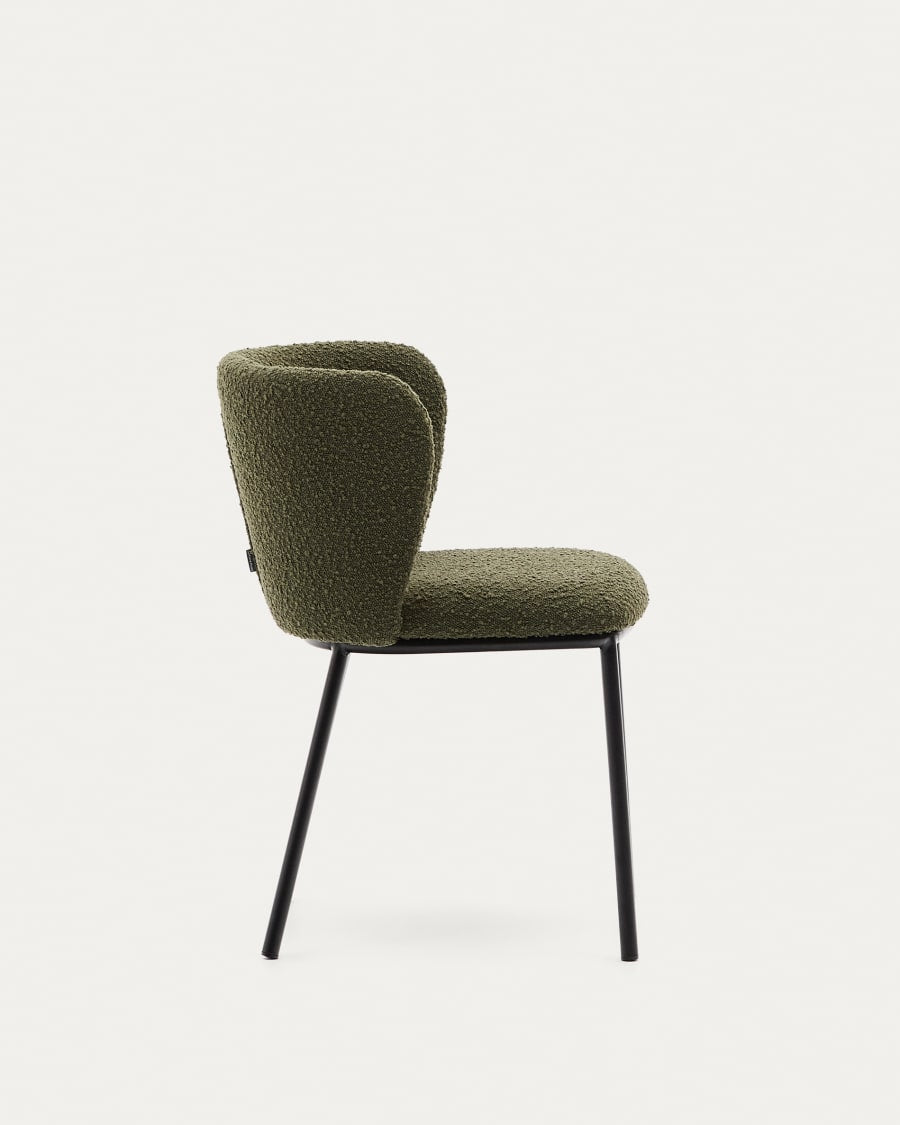Krzesło w tkaninie boucle CISELIA oliwkowy – Kave Home