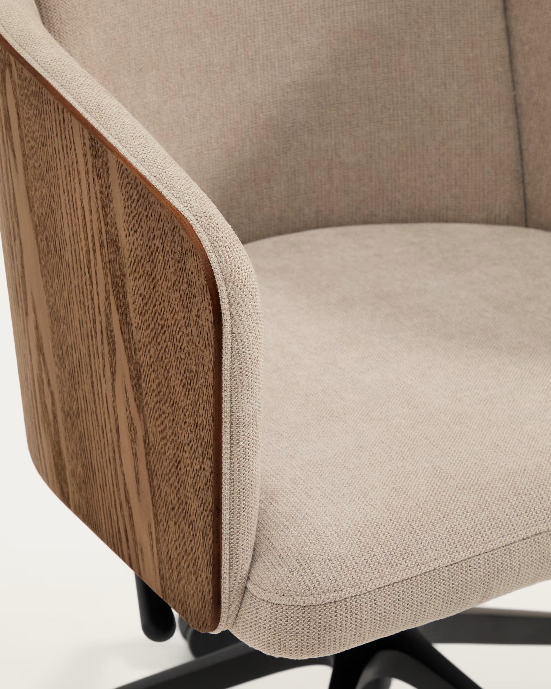 Bureau stoel MADAI bruin chenille met zwarte basis op wielen