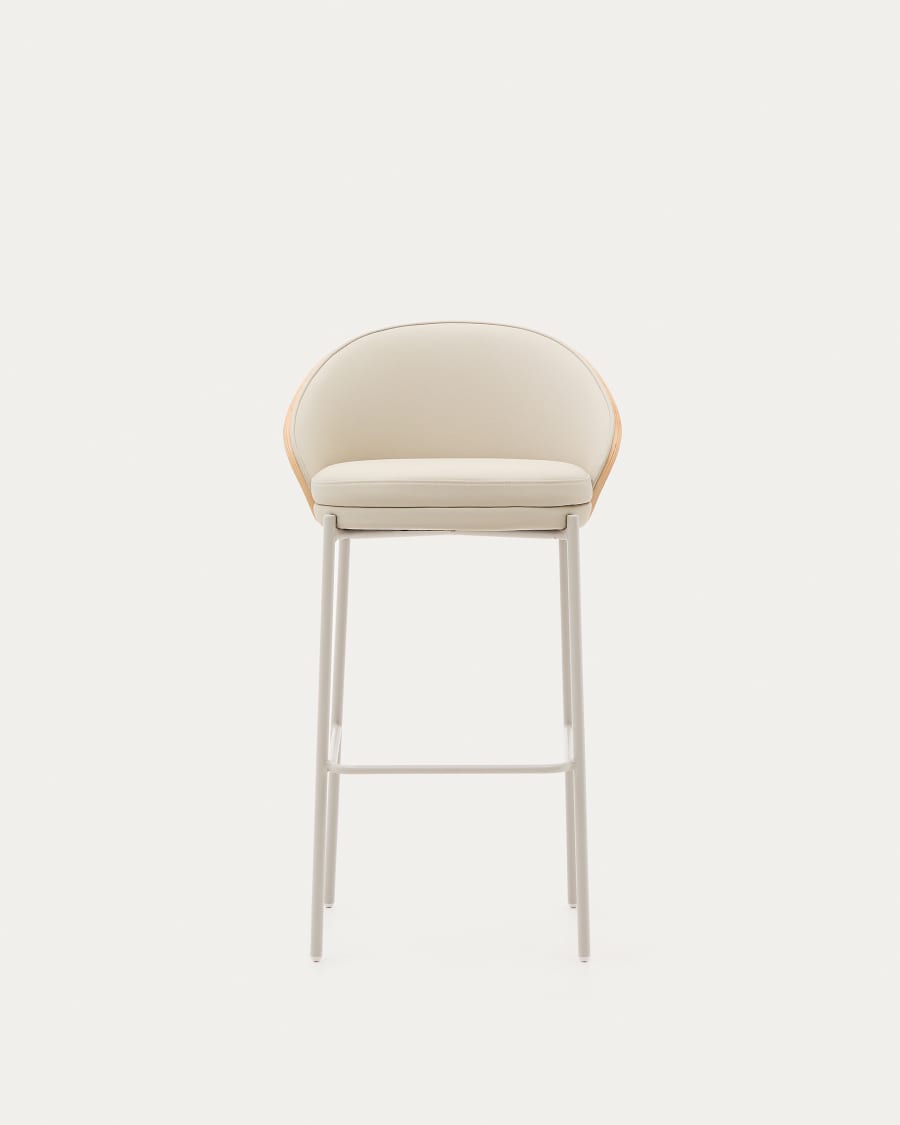 Krzesło barowe EAMY beżowa ekoskóra z jesionowym wykończeniem do jadalni