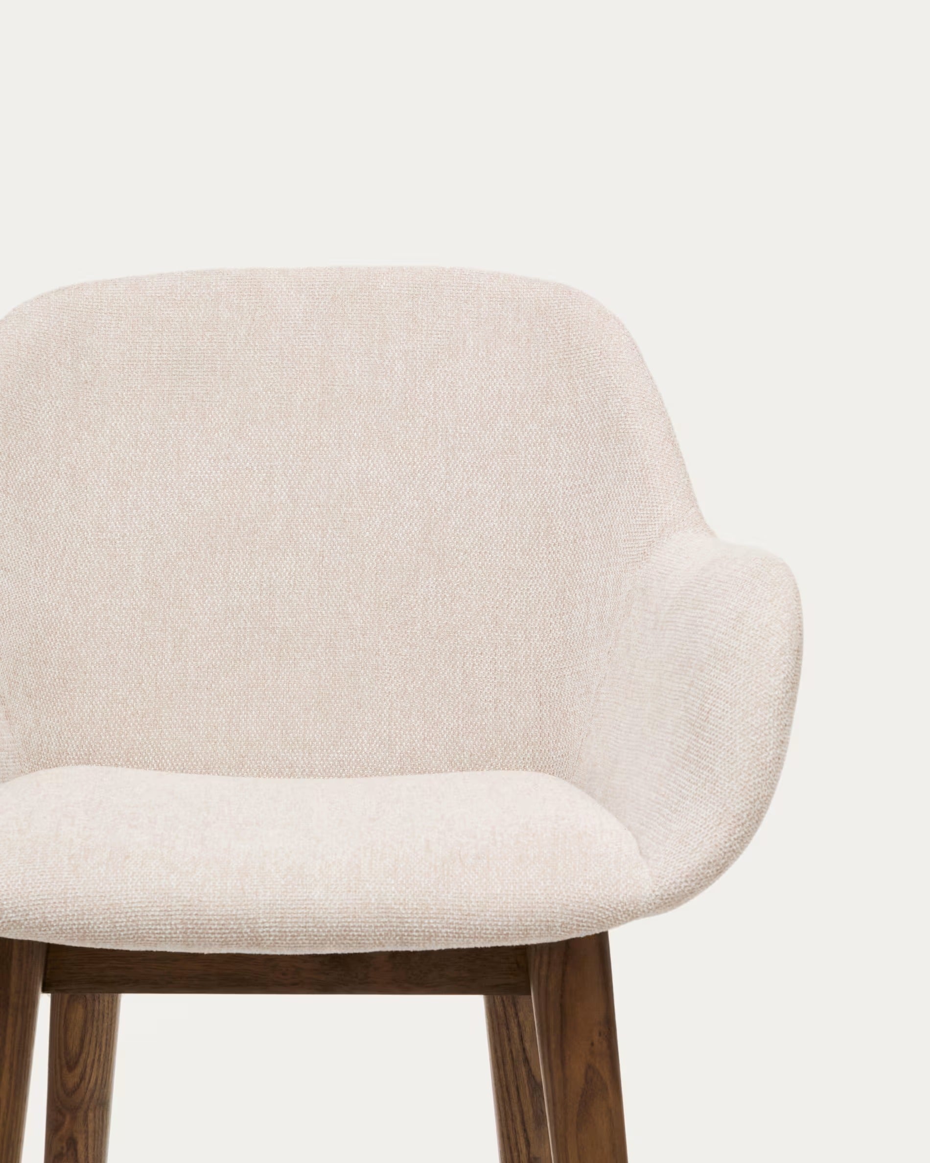 Barkruk KONNA beige met een donkere houten basis