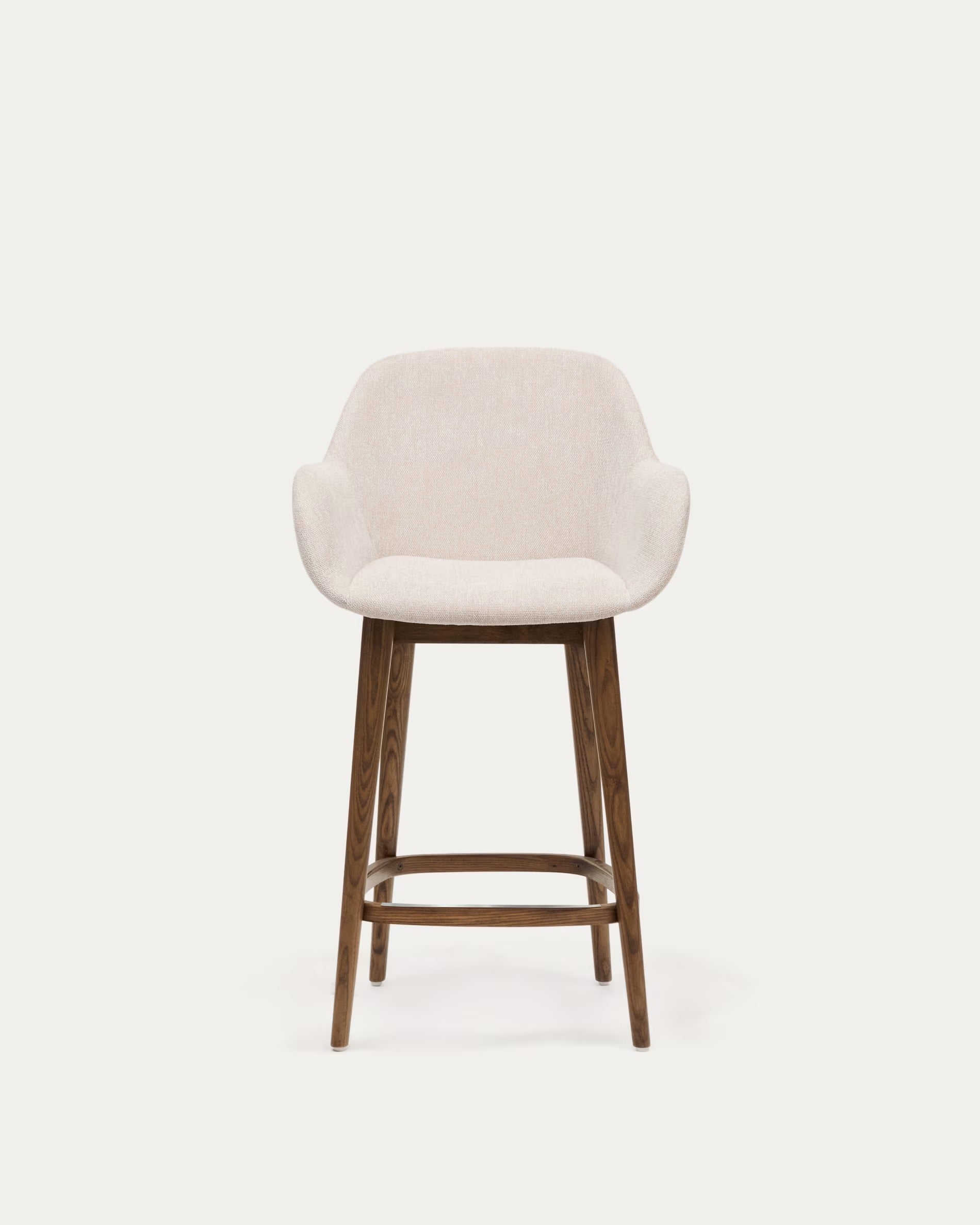 Barkruk KONNA beige met een donkere houten basis