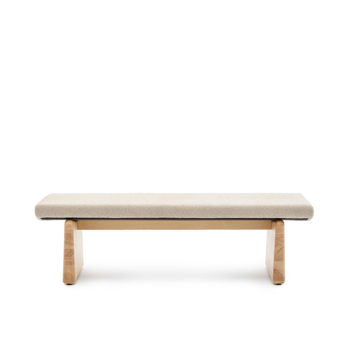 TOPAZ beige Chenille-Bank mit Eschengestell