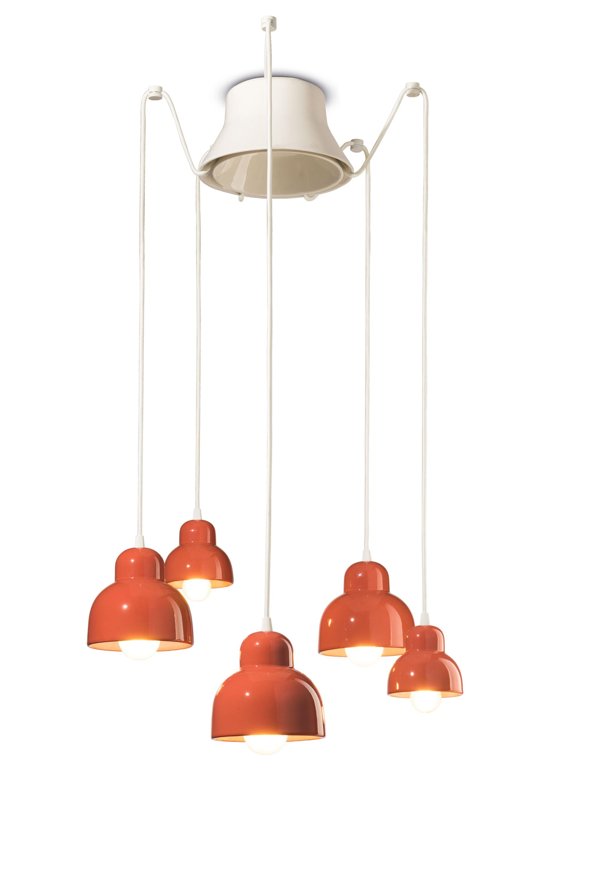 Keramischer Kronleuchter BERIMBAU orange