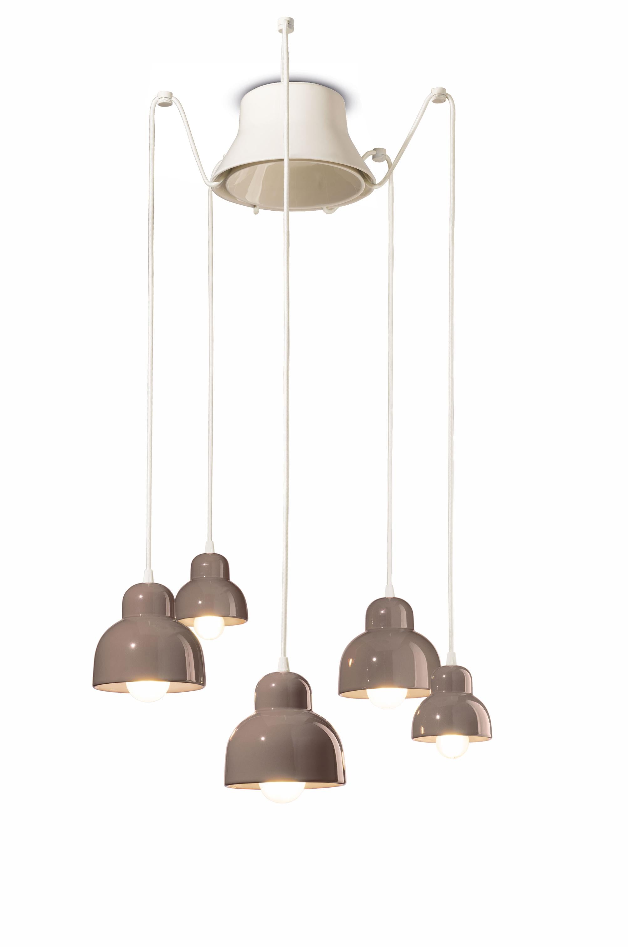 Keramischer Kronleuchter BERIMBAU Mokka