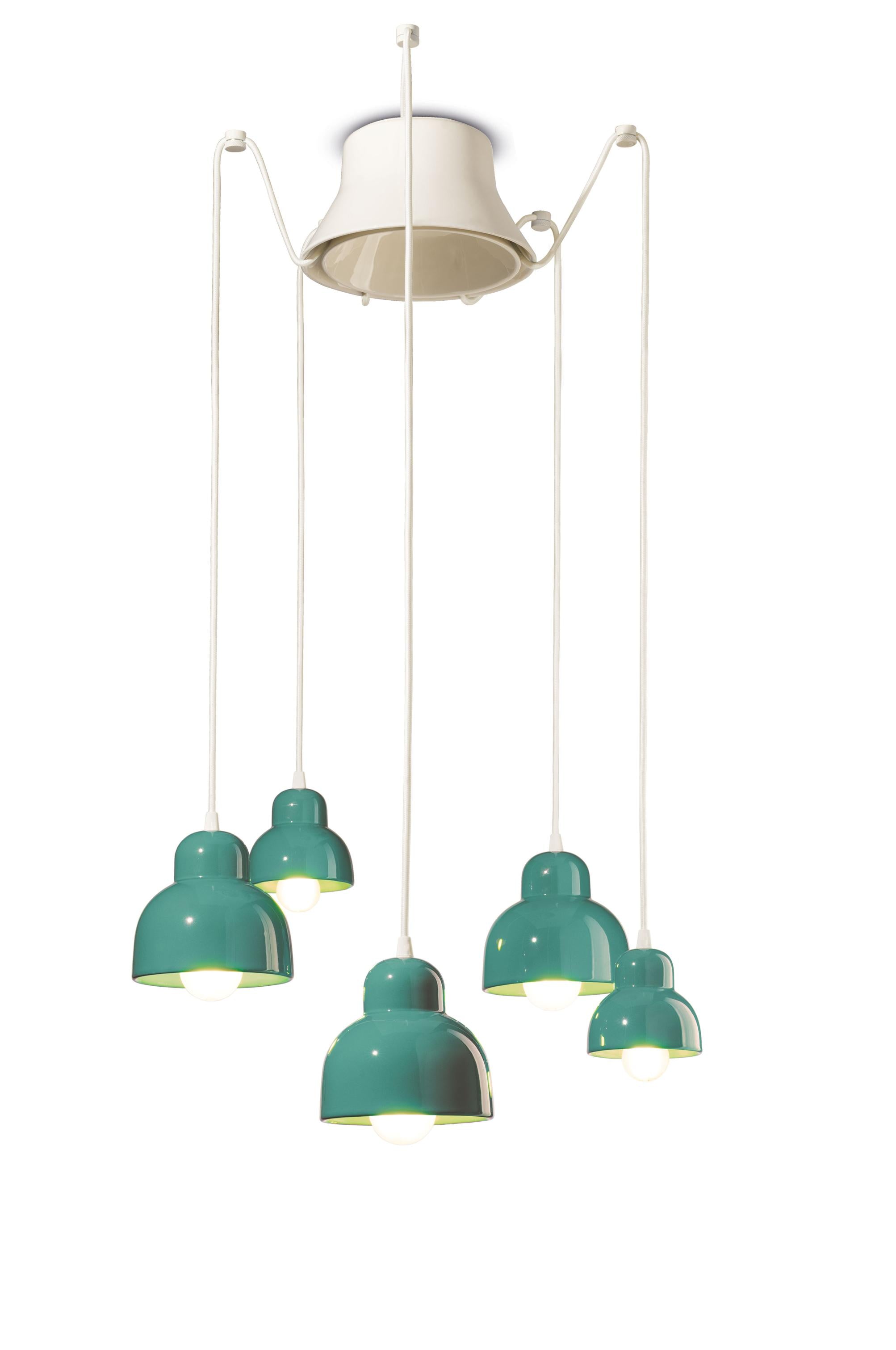 Turquoise ceramic chandelier BERIMBAU