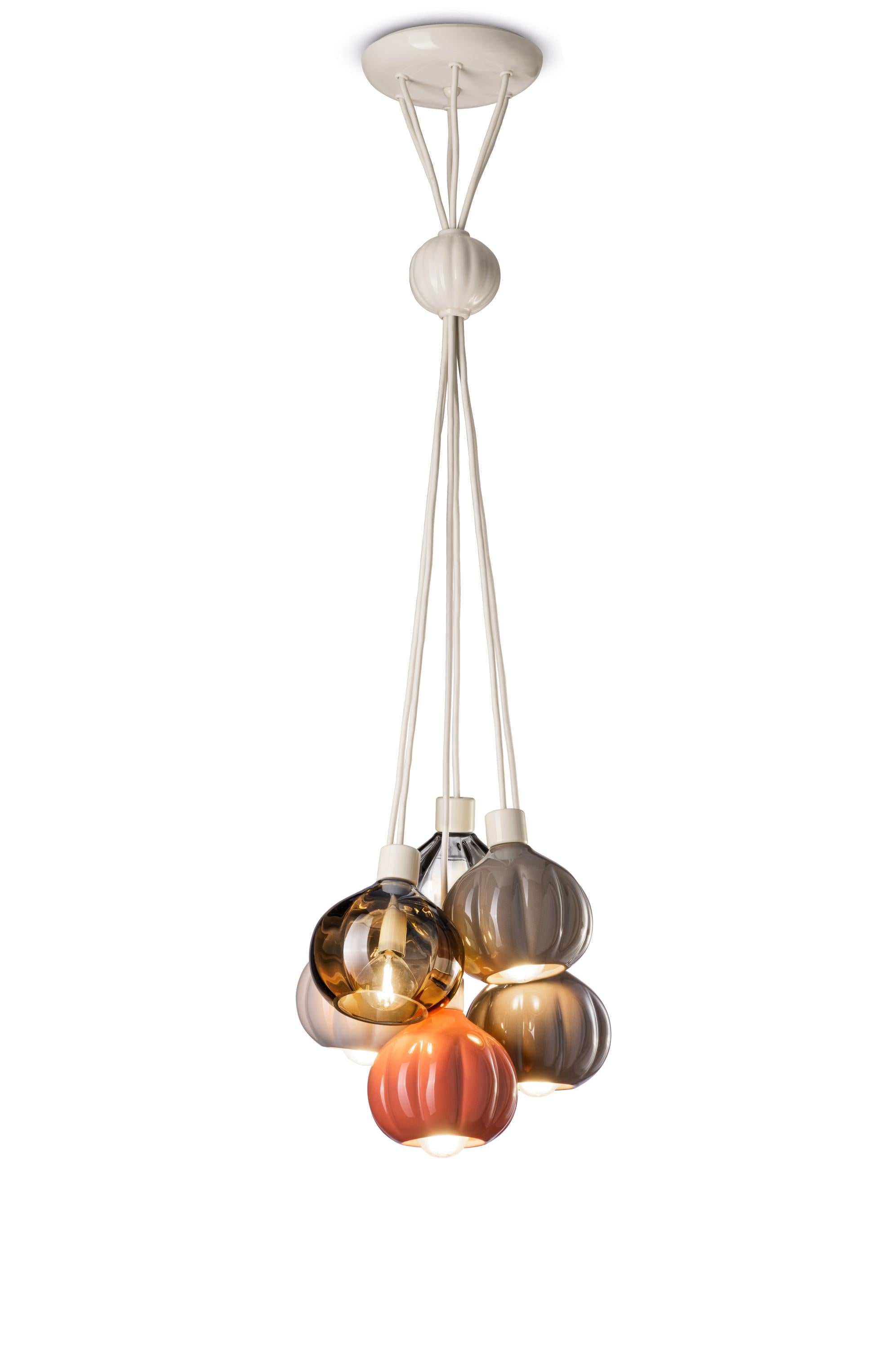 Hanglamp AFOXÉ beige met oranje en mokka