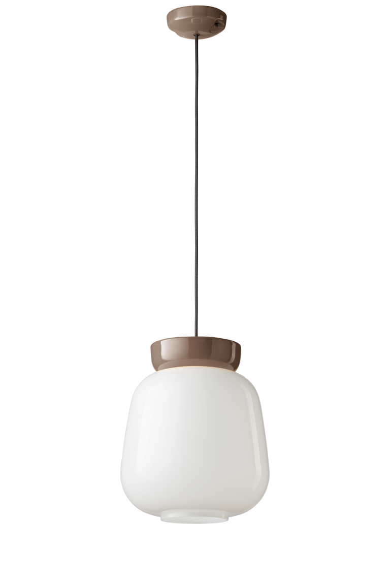 Hanglamp van keramiek CORCOVADO melkachtig met mokka