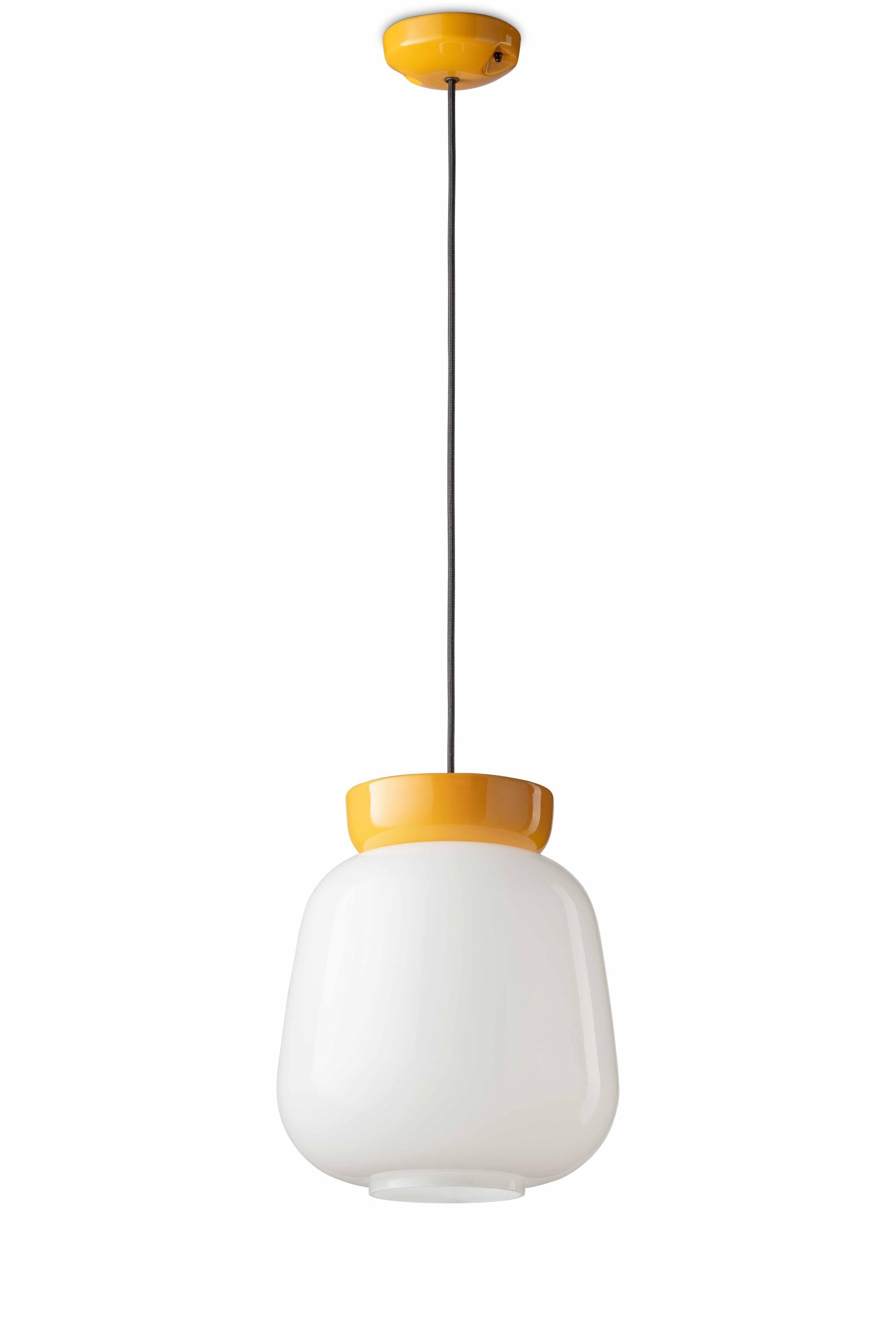 CORCOVADO ceramic pendant lamp in milky with yellow