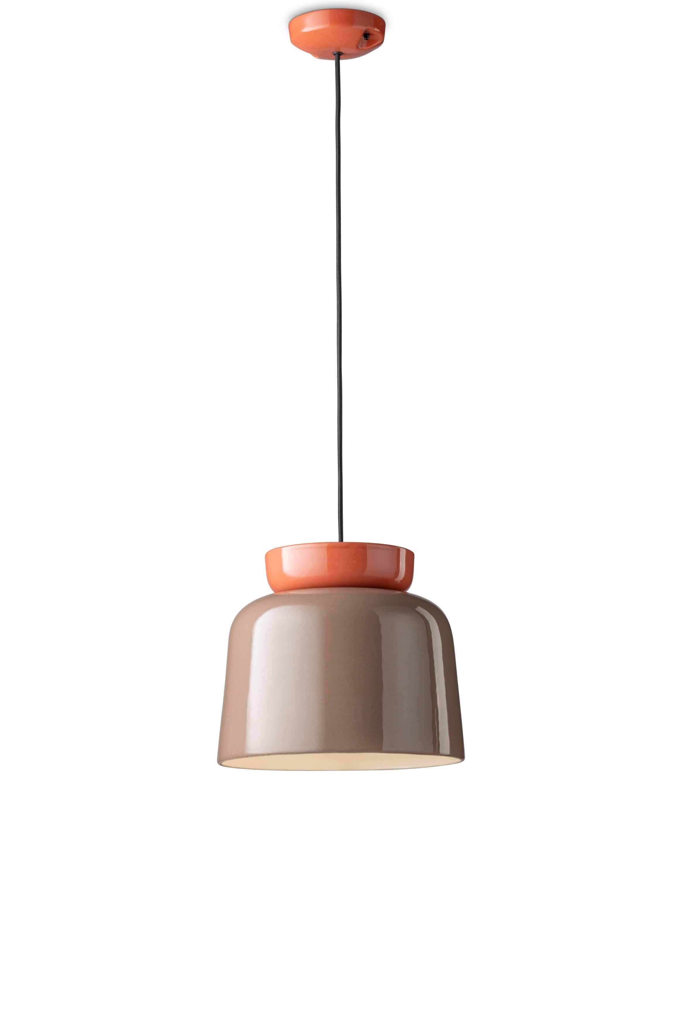 CORCOVADO ceramic pendant lamp in mocha with orange