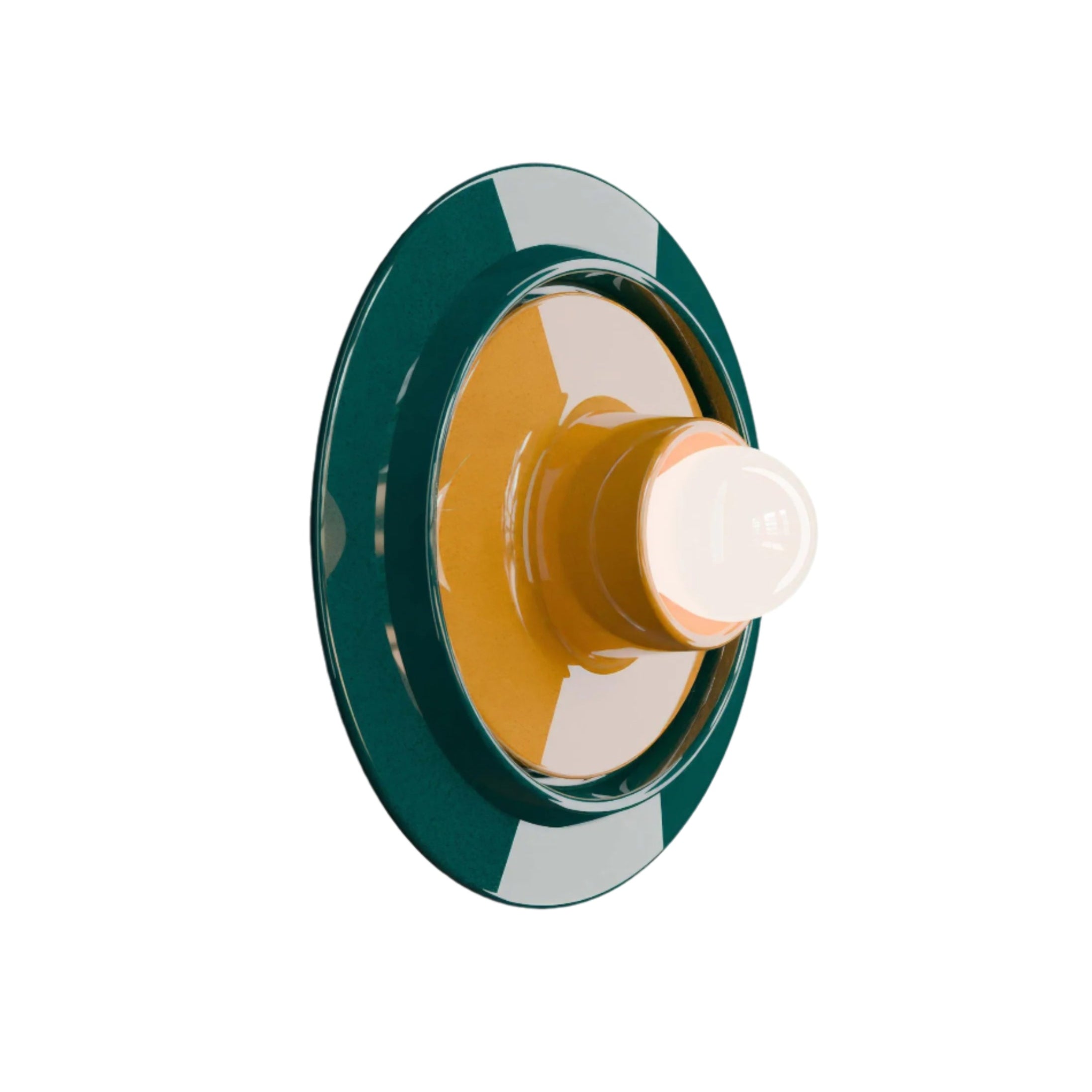 Petrol green ceramic wall lamp VOILÀ with yellow