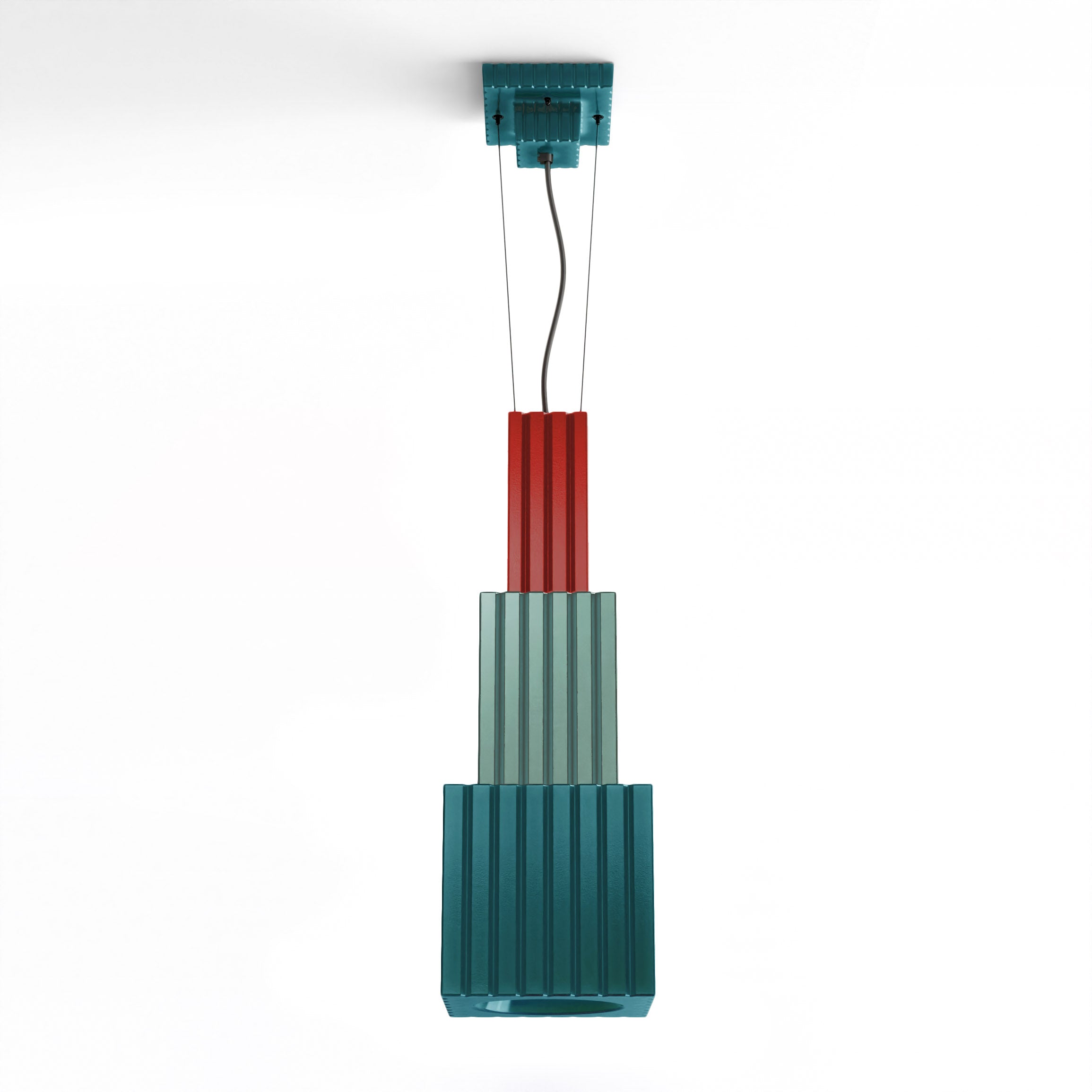 METRA ceramic pendant lamp in blue with orange