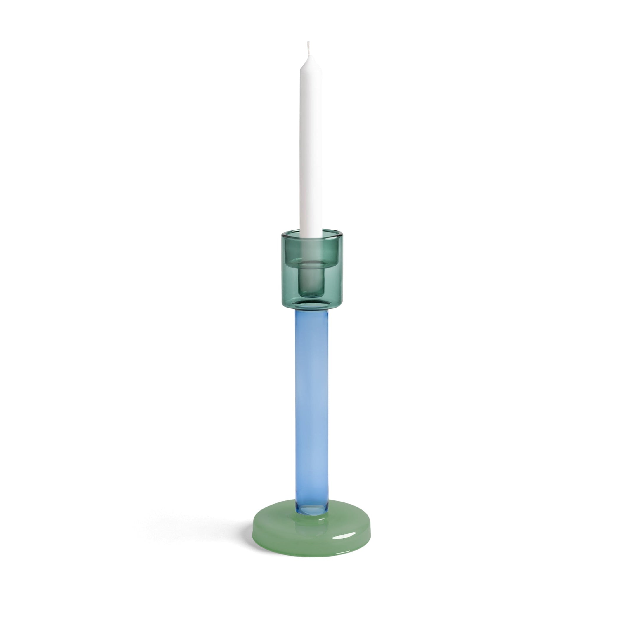 Blue BOLE Candle Holder with Green