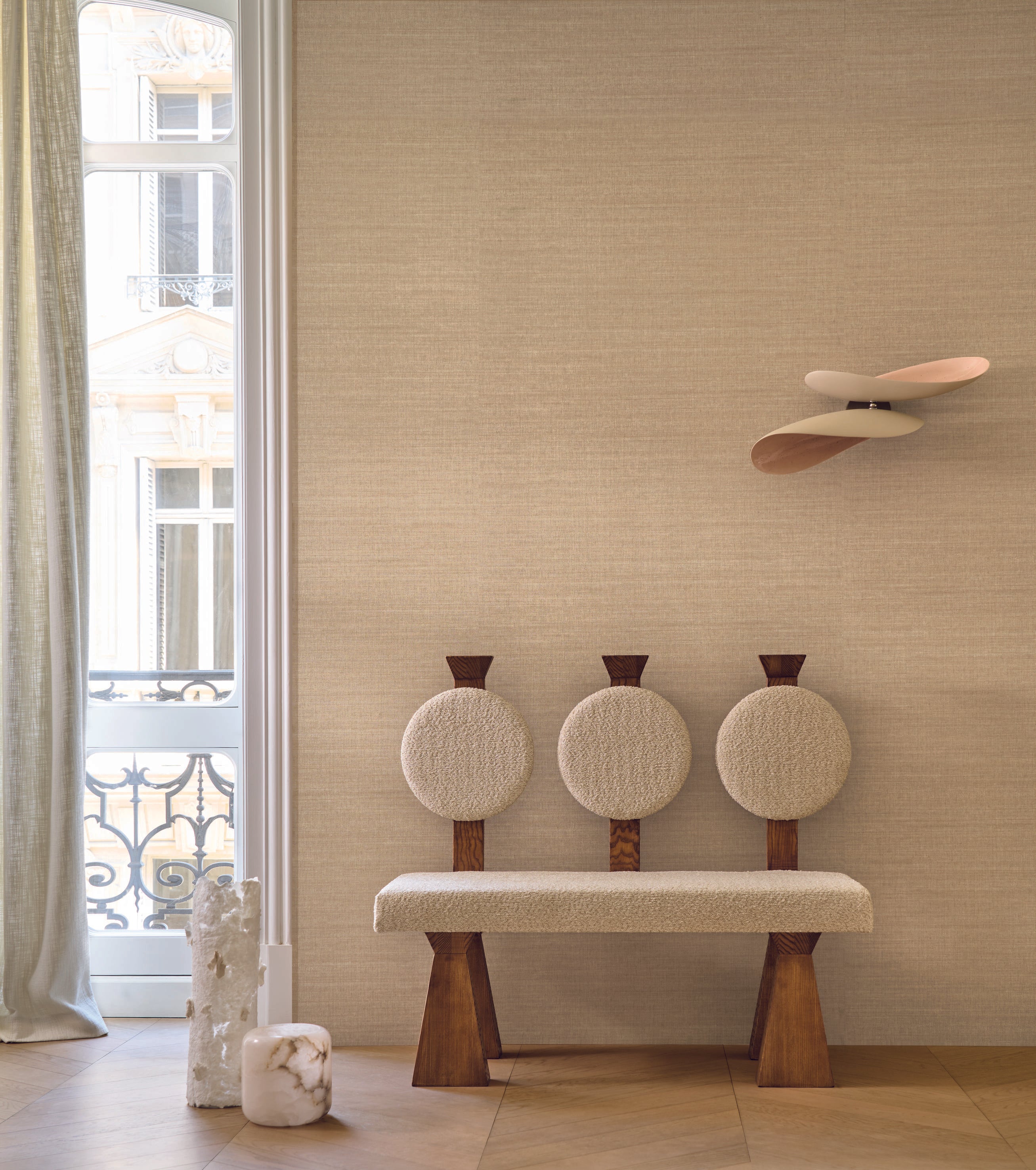 Structural wallpaper imitating silk SORA - NOIR black