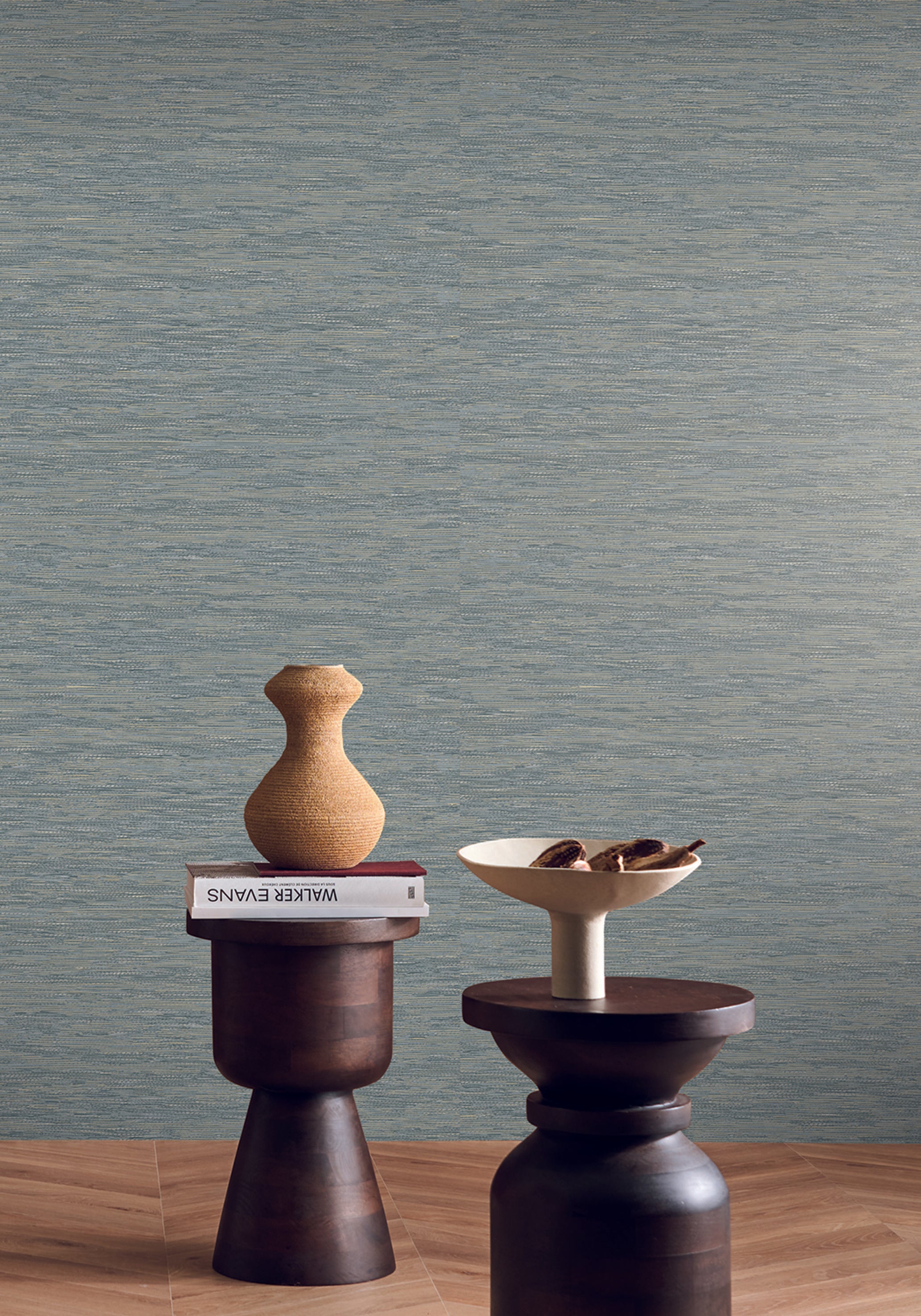 Strukturierte Tapete, die Jacquardstoff imitiert - TATAMI - ANTHRAZIT dunkelgrau