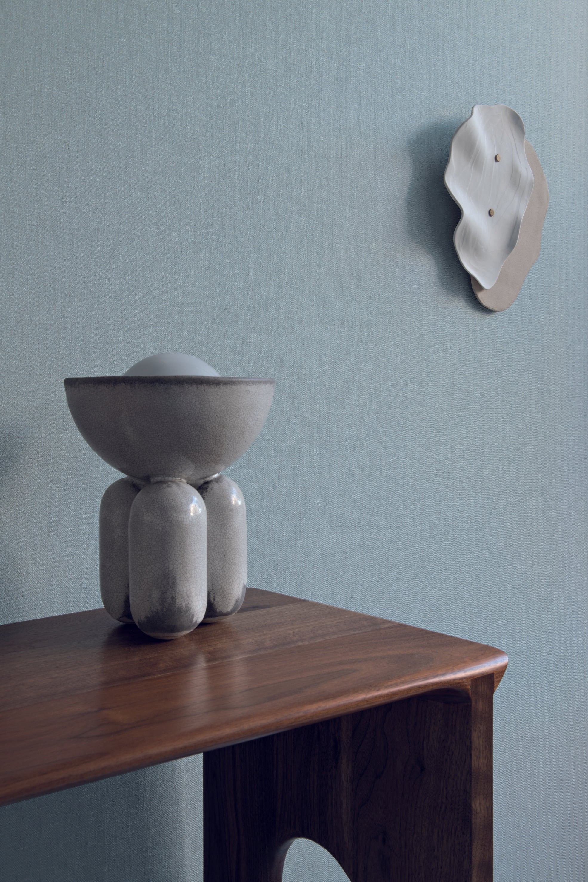 Textile wallpaper with a structural herringbone pattern VELIN - NATUREL beige