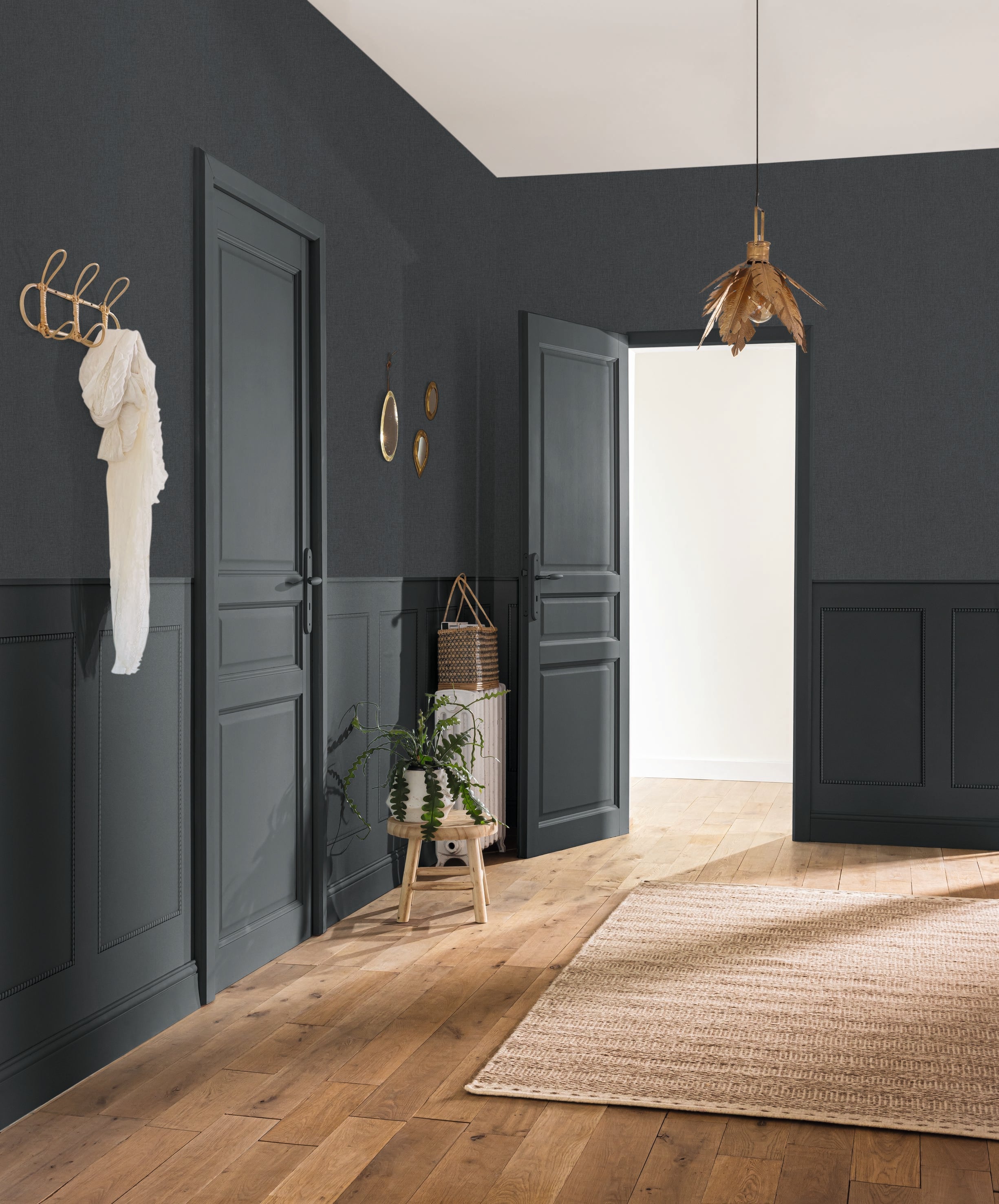 Leinen Edition Wallpaper schwarzes Gold