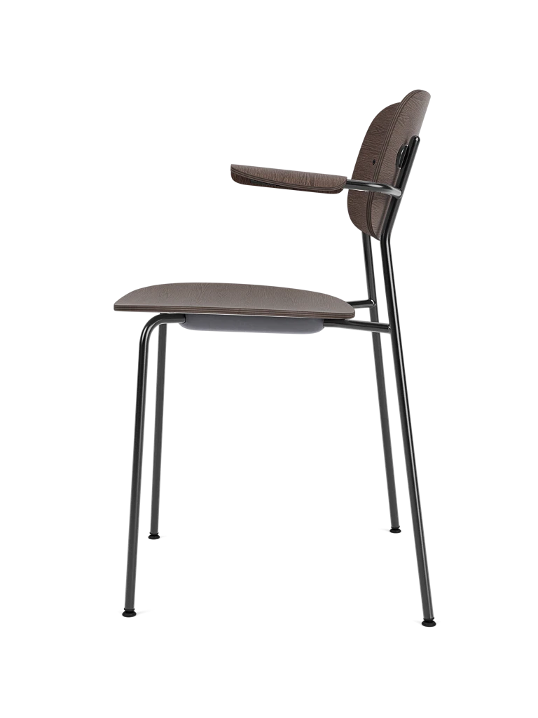 Stuhl mit Armlehnen CO dunkles Eichenfurnier mit schwarzem Gestell