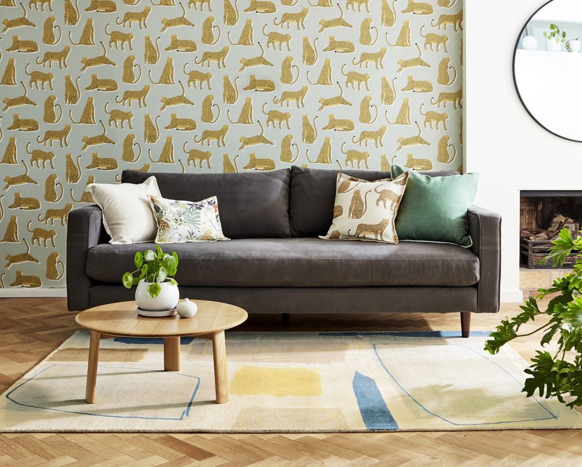 Teppich KOMPOSITION PAPAYA beige mit grünem