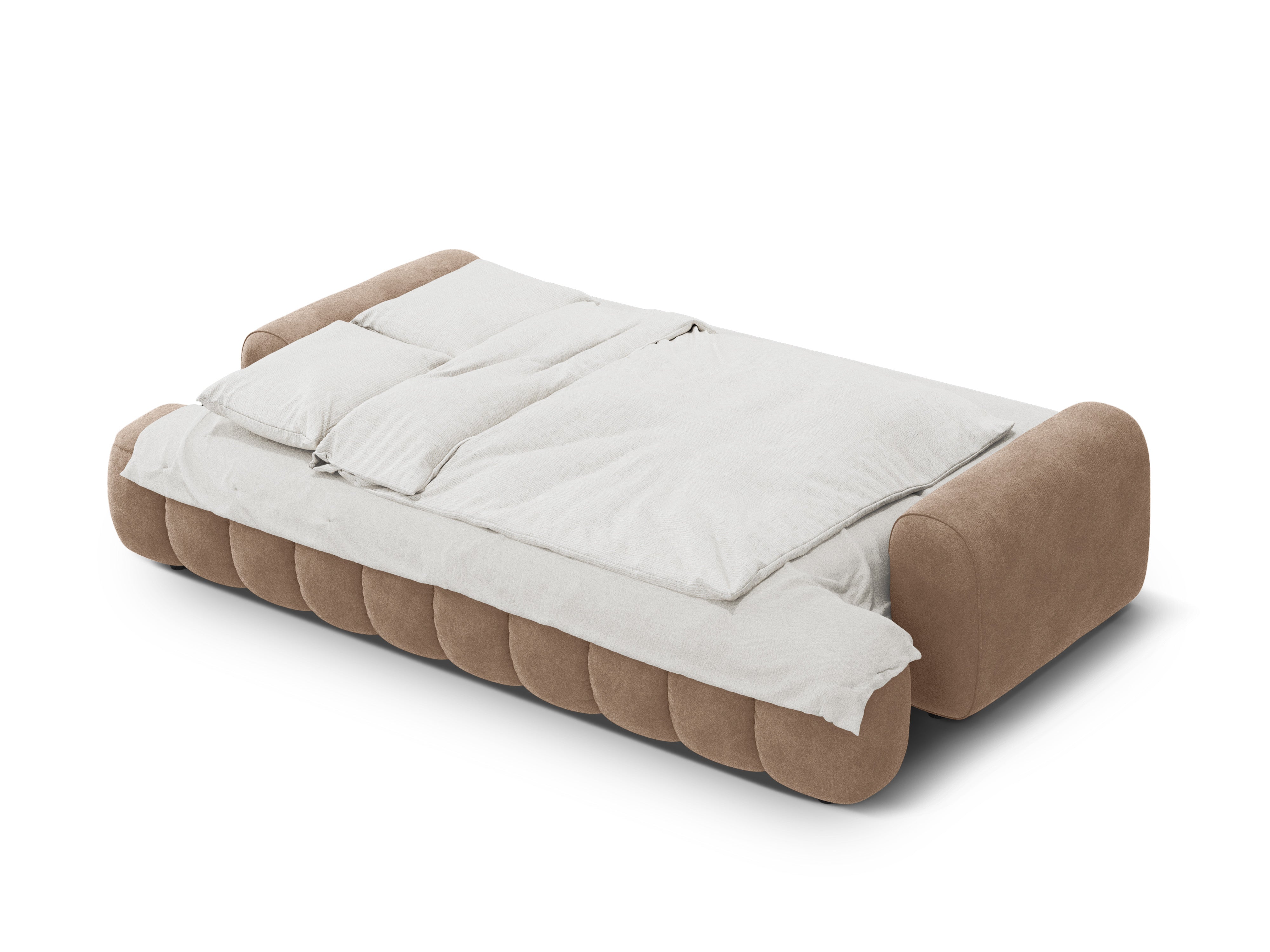 Sofa aus Samt mit Schlaf-Funktion für 4 Personen LINZ dunkelbeige