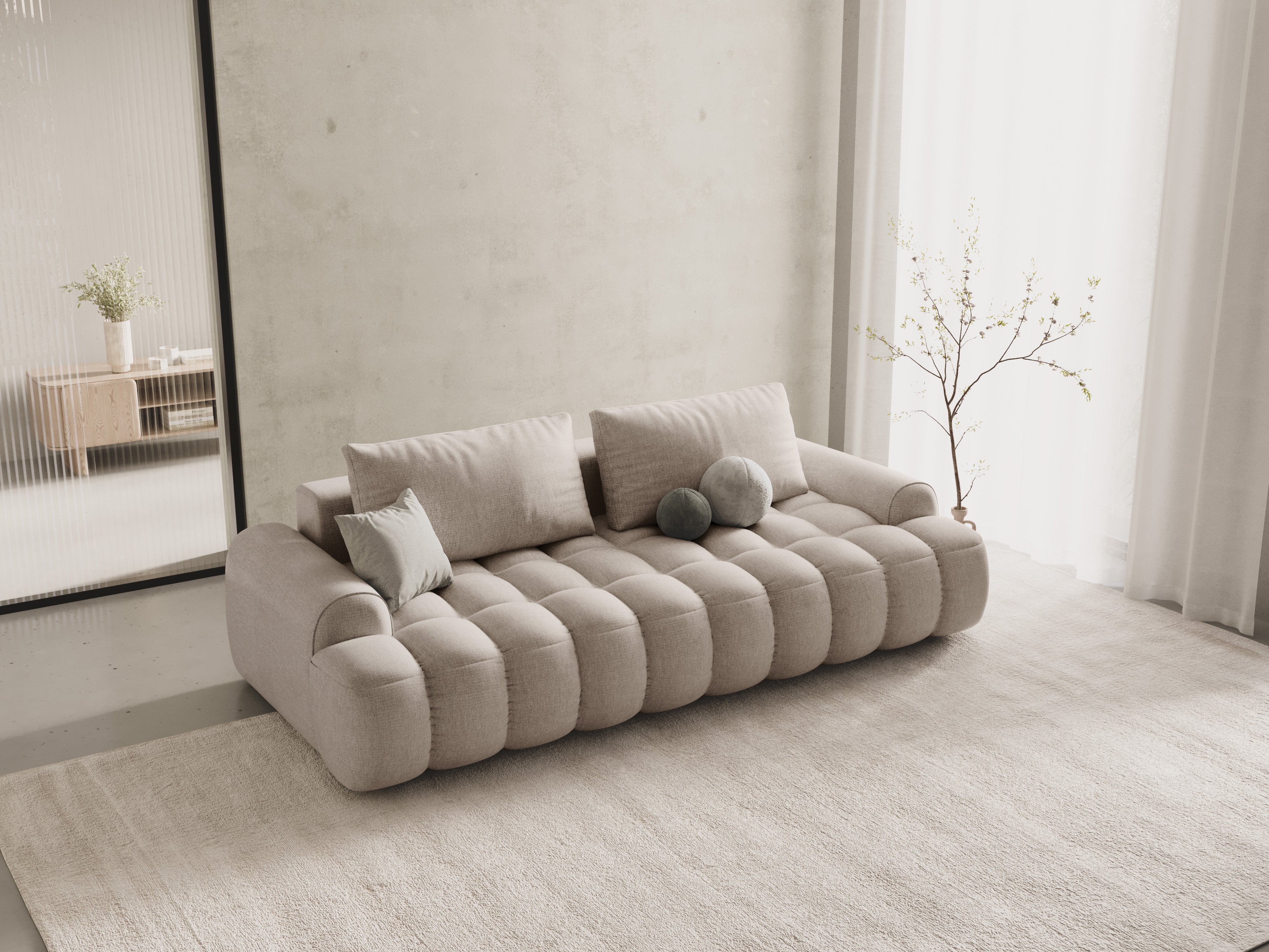 Sofa mit Schlaffunktion für 4 Personen LINZ sandfarben