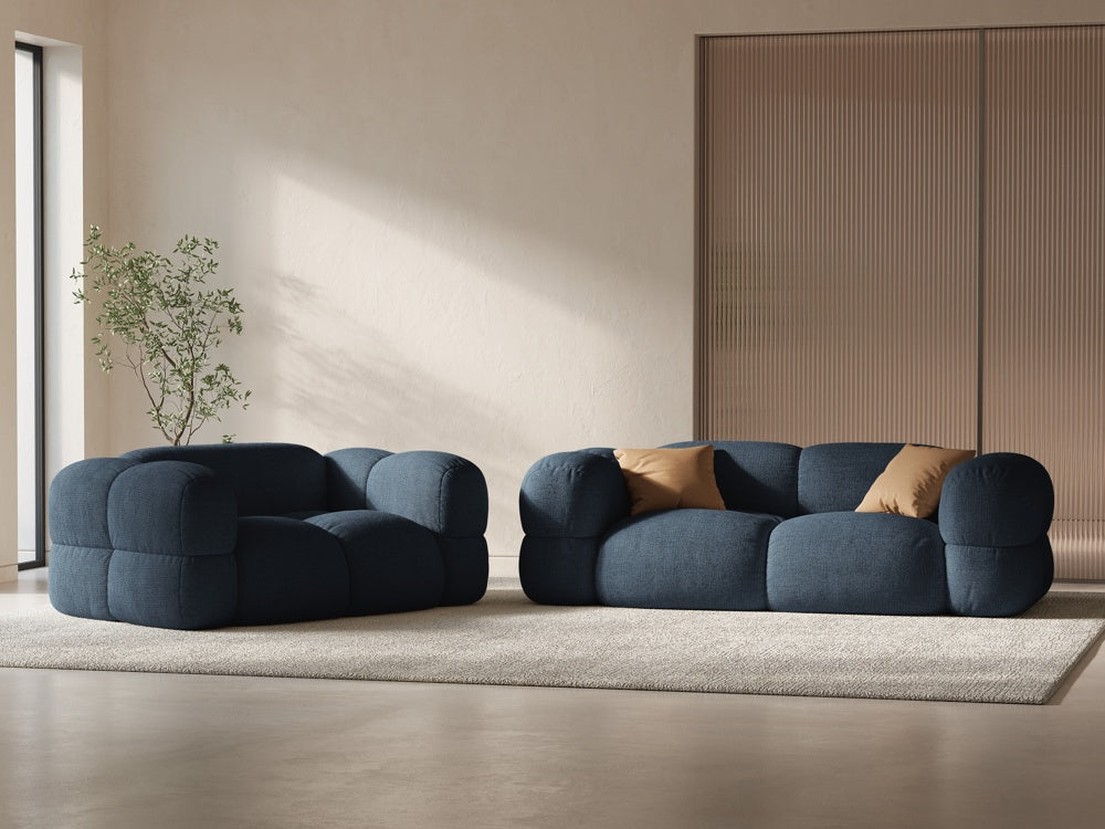 LORETTO blue velvet 2-seater sofa
