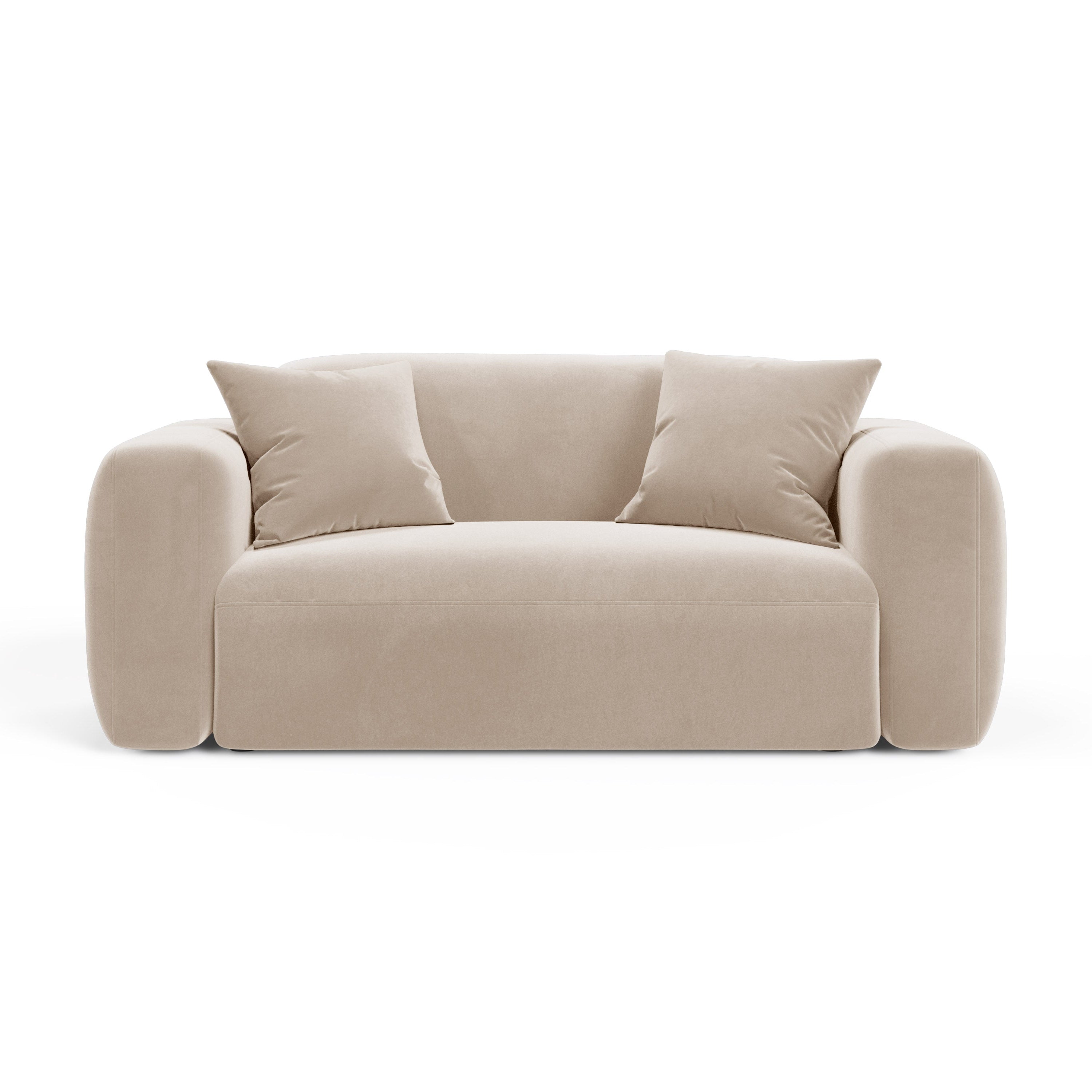 Sofa aksamitna 2-osobowa STRINO beżowy do salonu