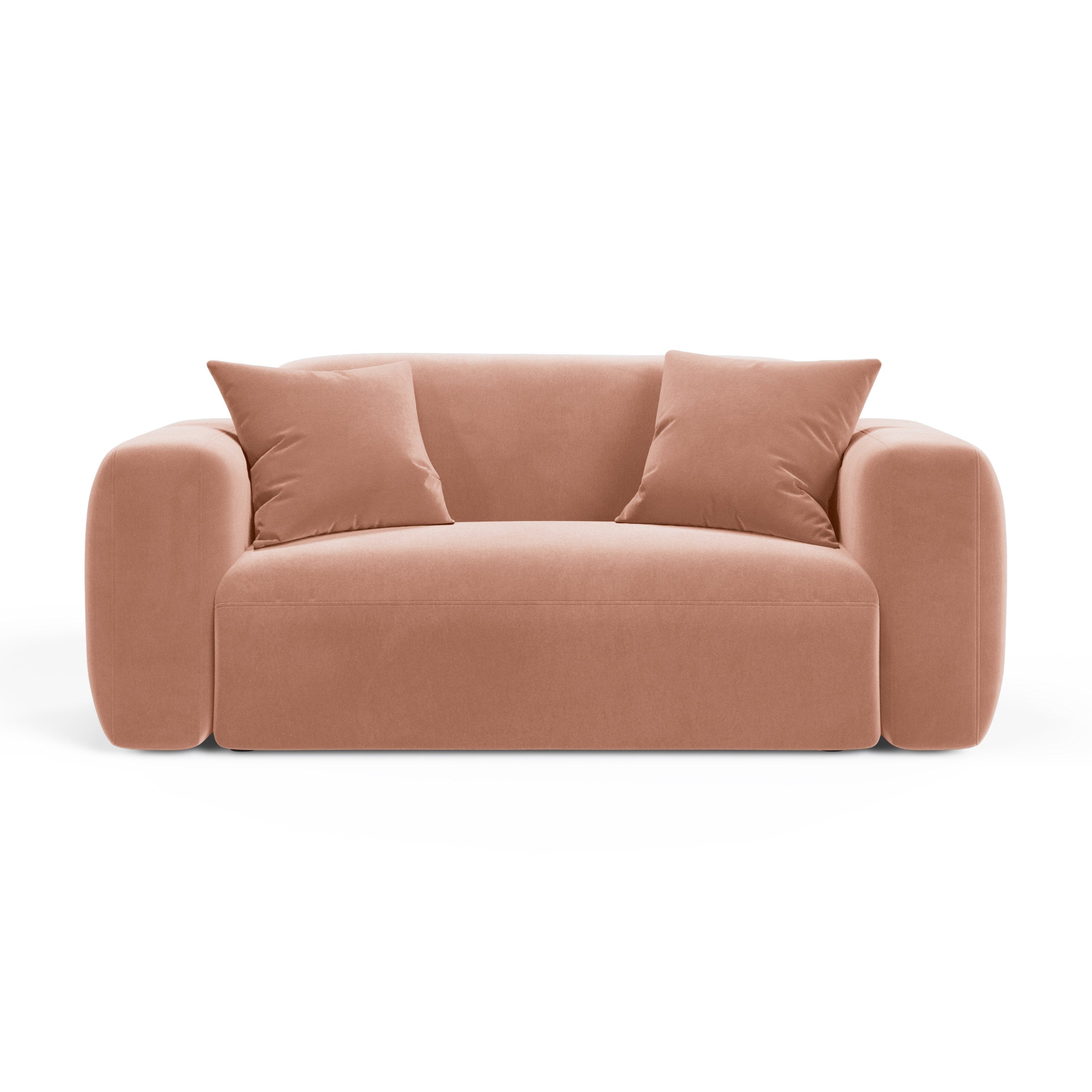 Sofa aksamitna 2-osobowa STRINO różowy do salonu
