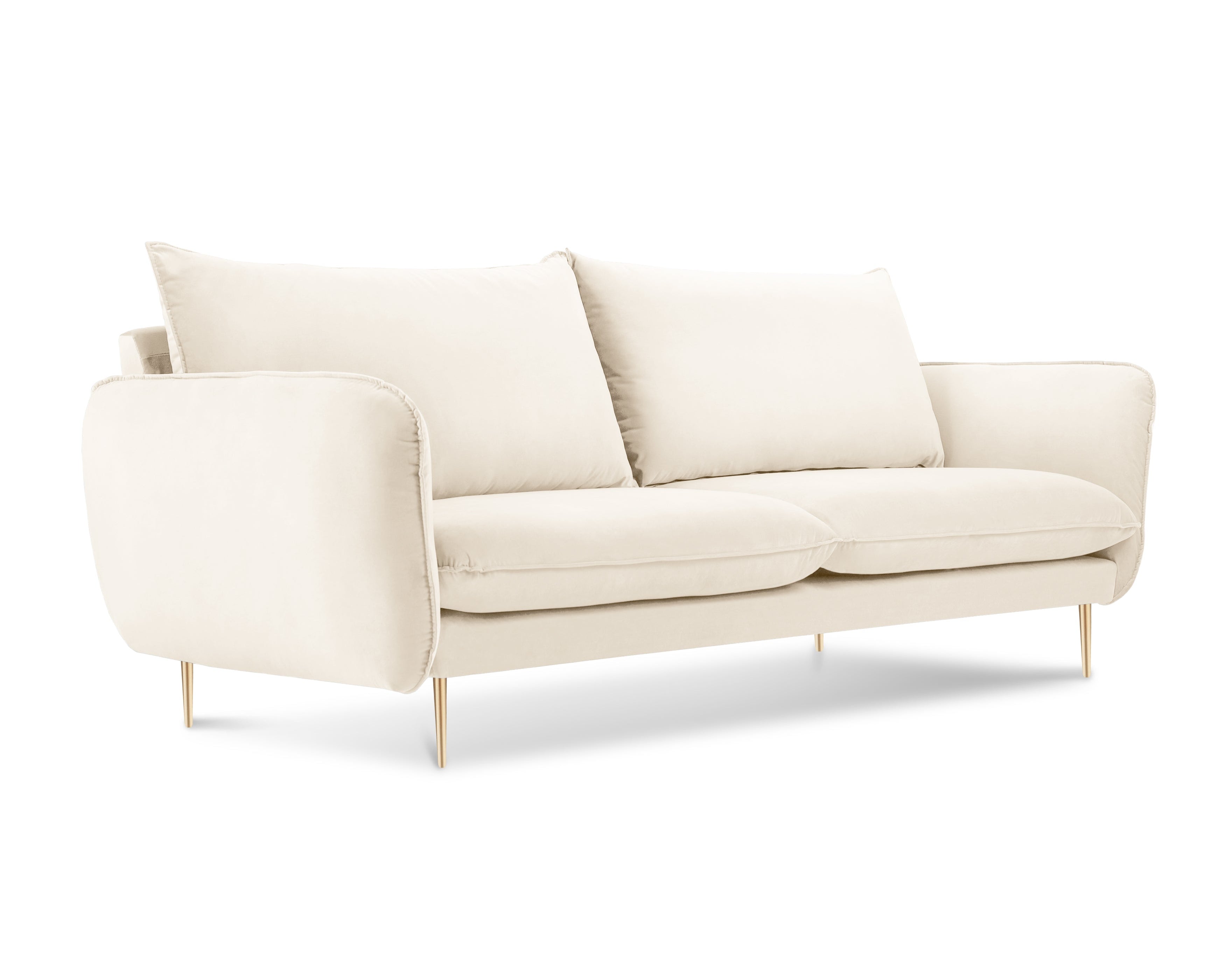 Sofa van fluweel voor 2 personen VIENNA beige met gouden basis