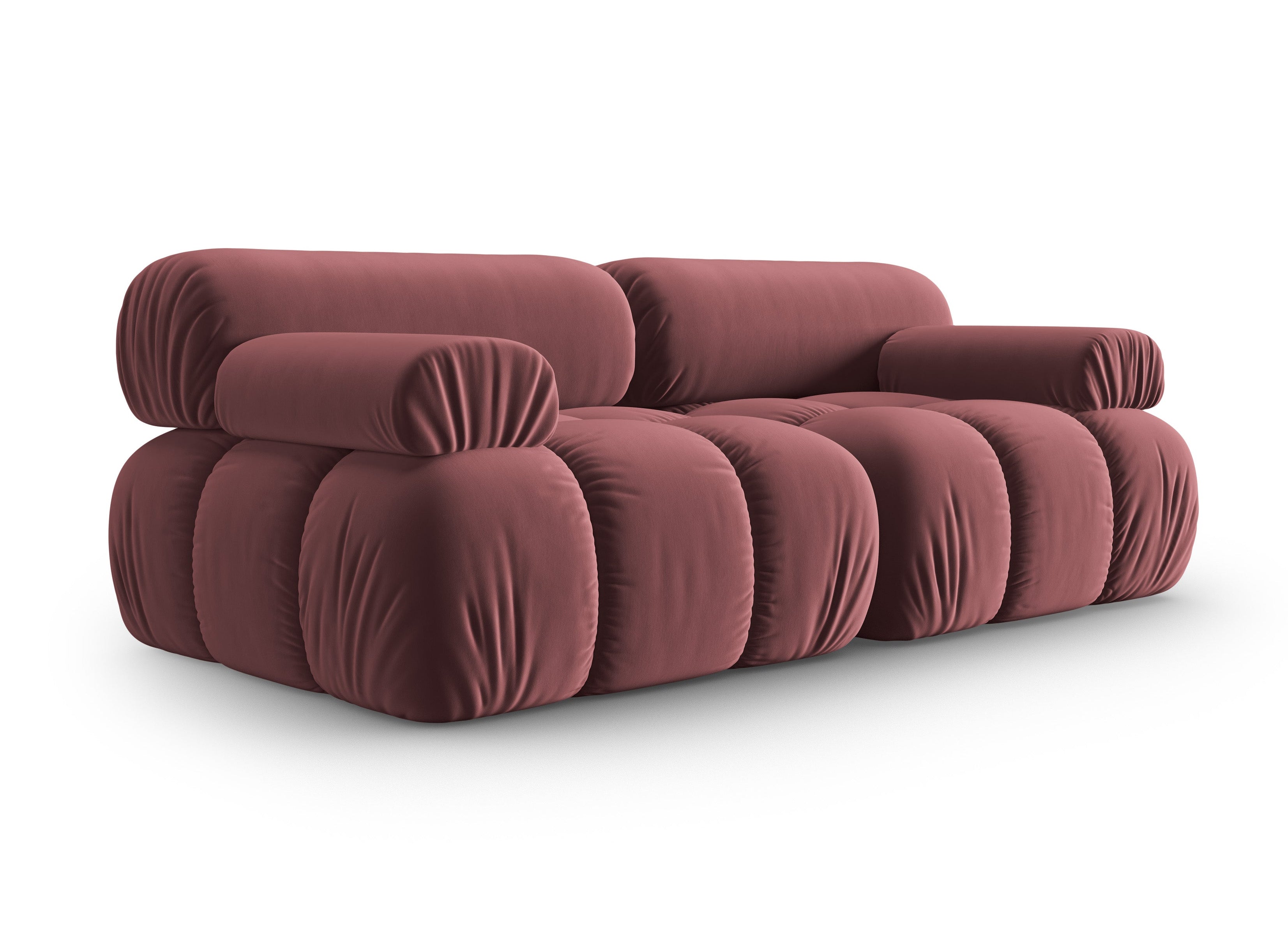 Sofa aksamitna 2-osobowa CORTINA różowy do salonu