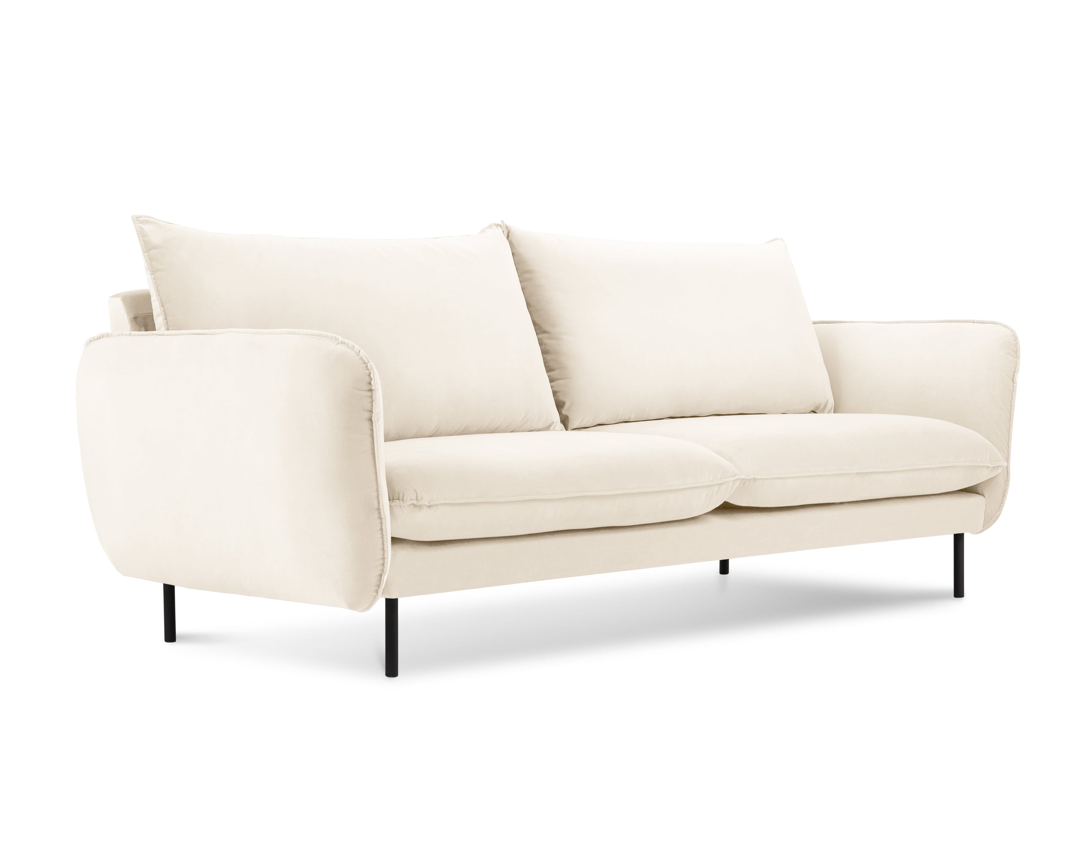 Sofa van fluweel voor 2 personen VIENNA beige met zwarte basis