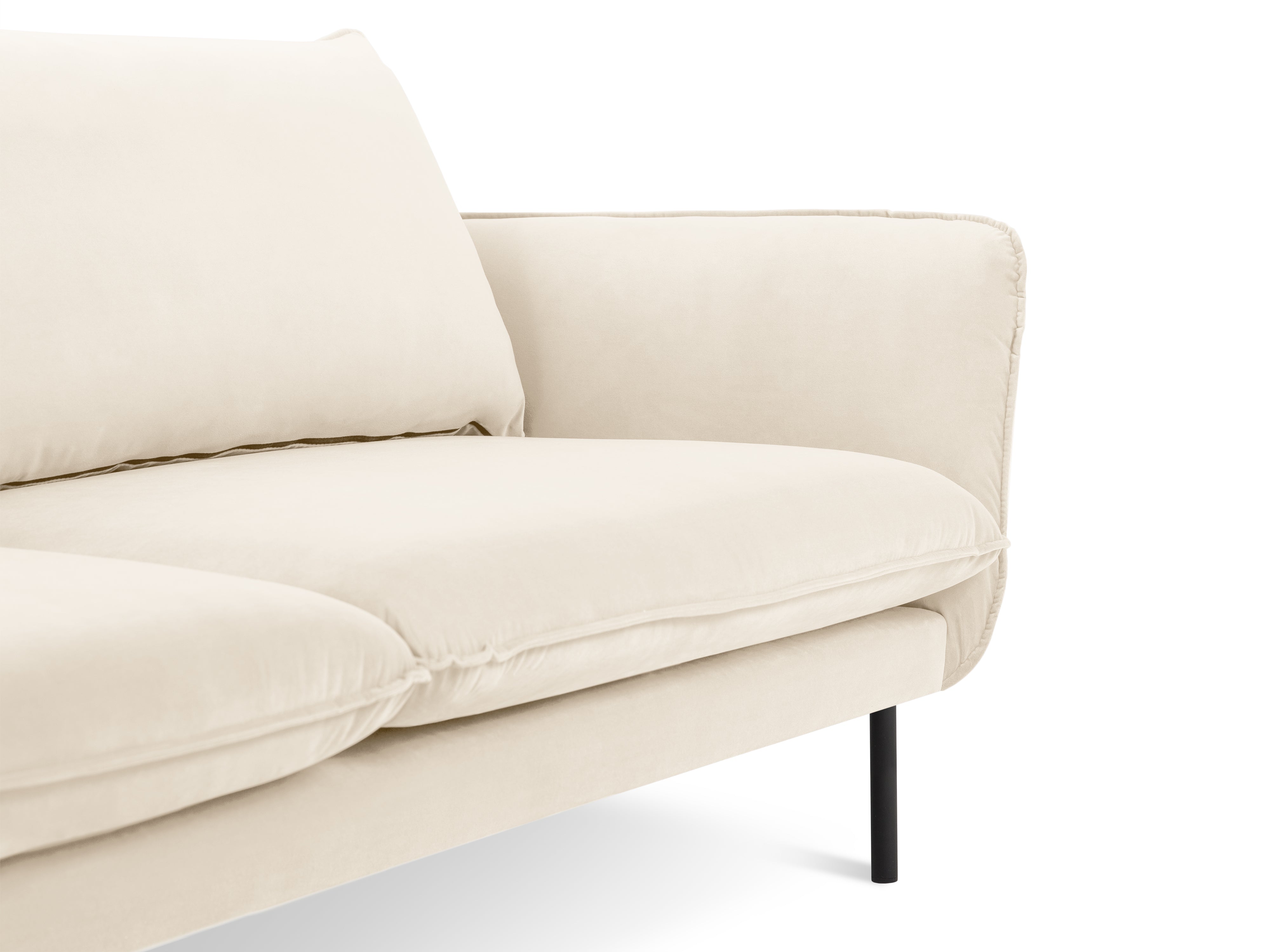 Sofa van fluweel voor 2 personen VIENNA beige met zwarte basis