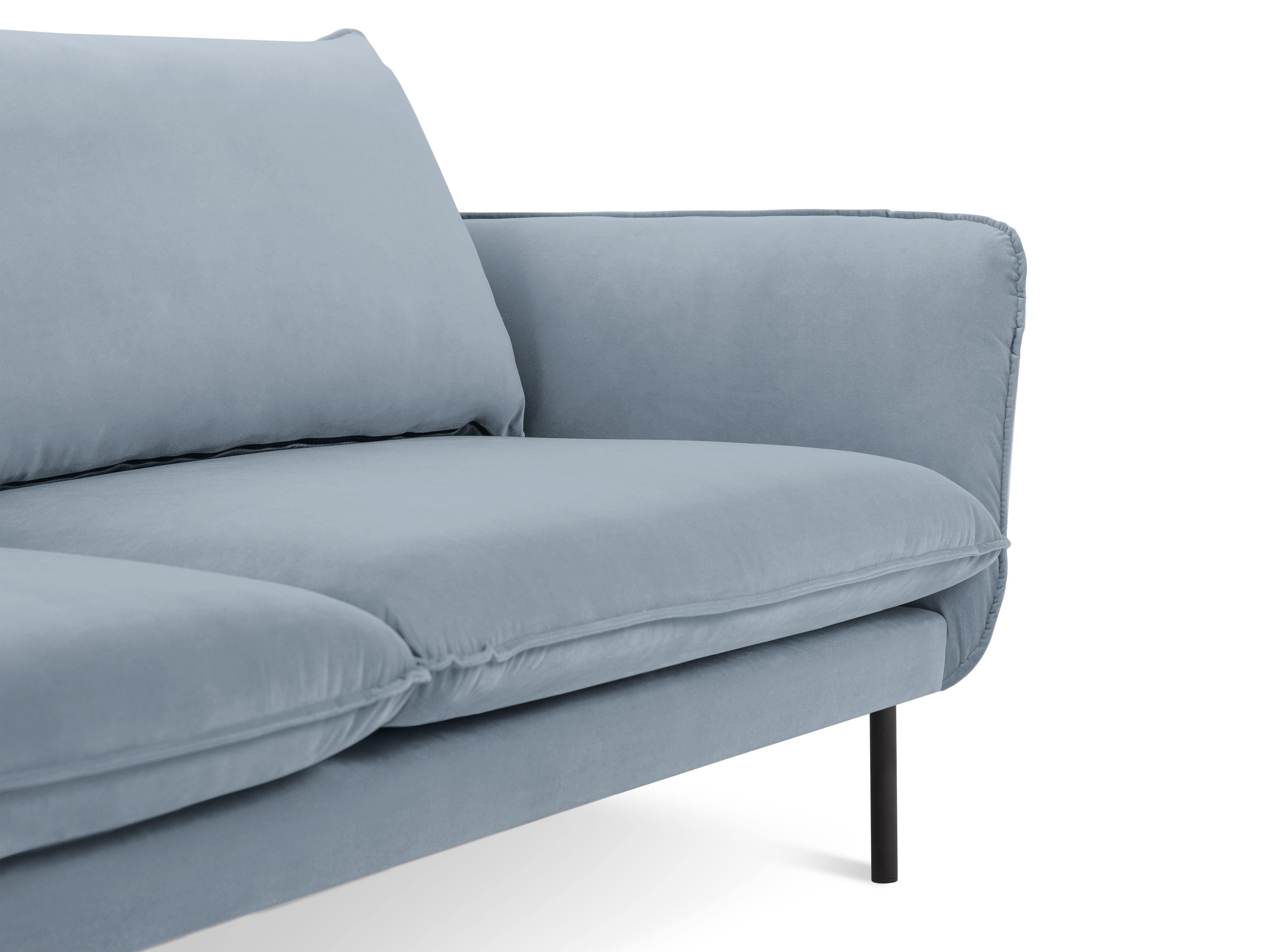 Velvet 2-seater Sofa VIENNA light blue with black base