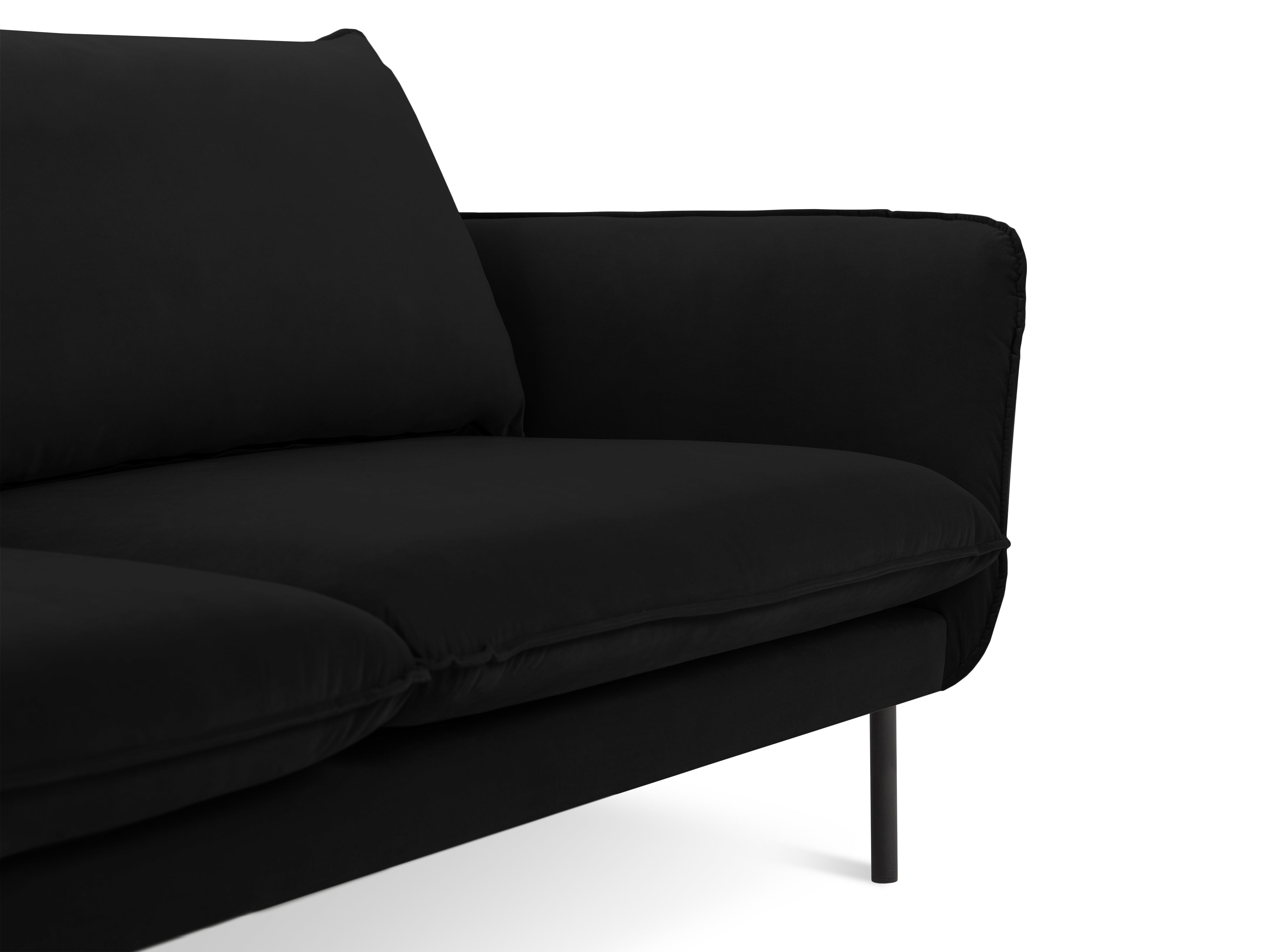 Sofa aksamitna 2-osobowa VIENNA schwarz mit schwarzem Sockel