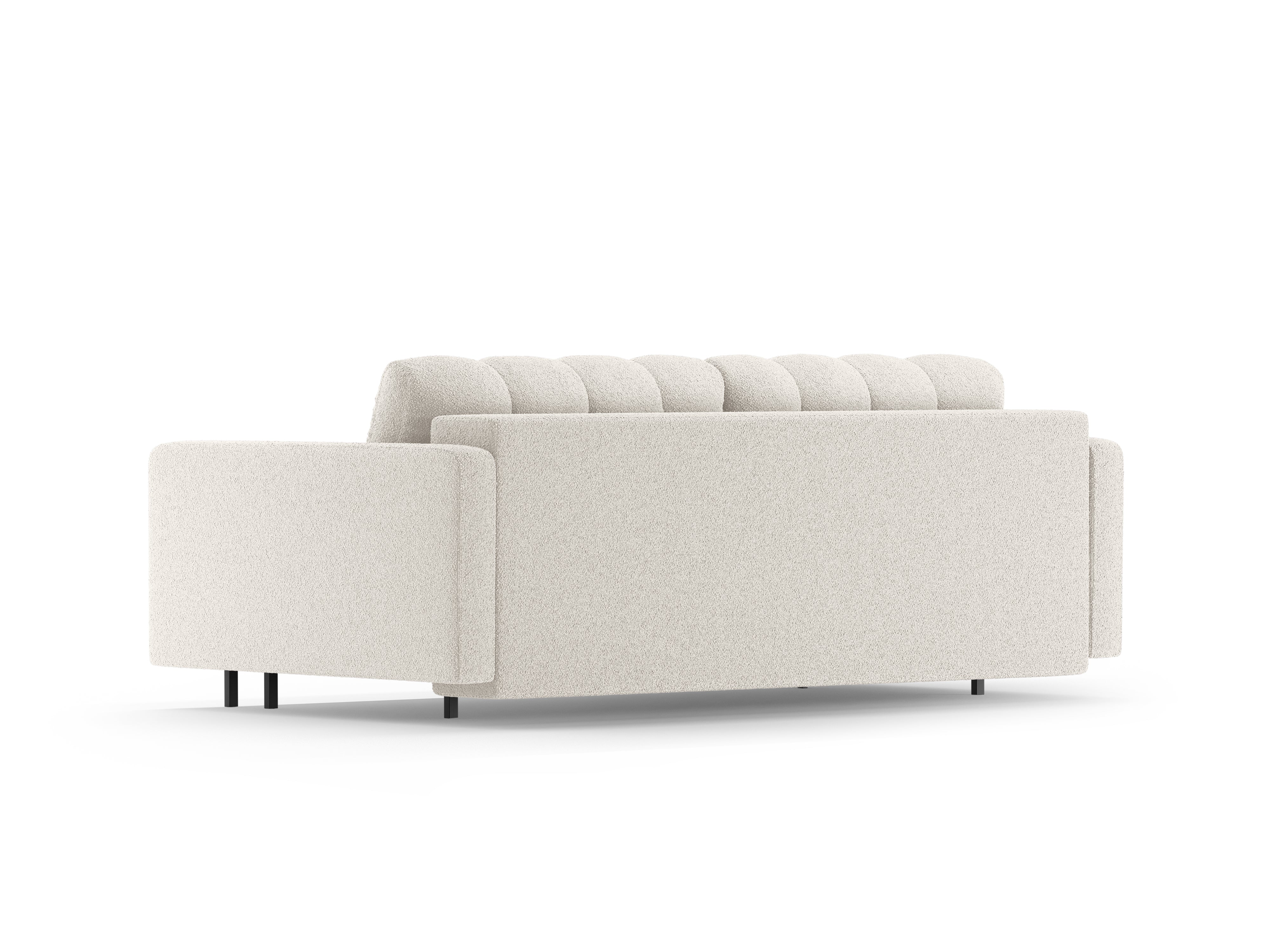 3-seater sofa with sleeping function BALI white bouclé with black base