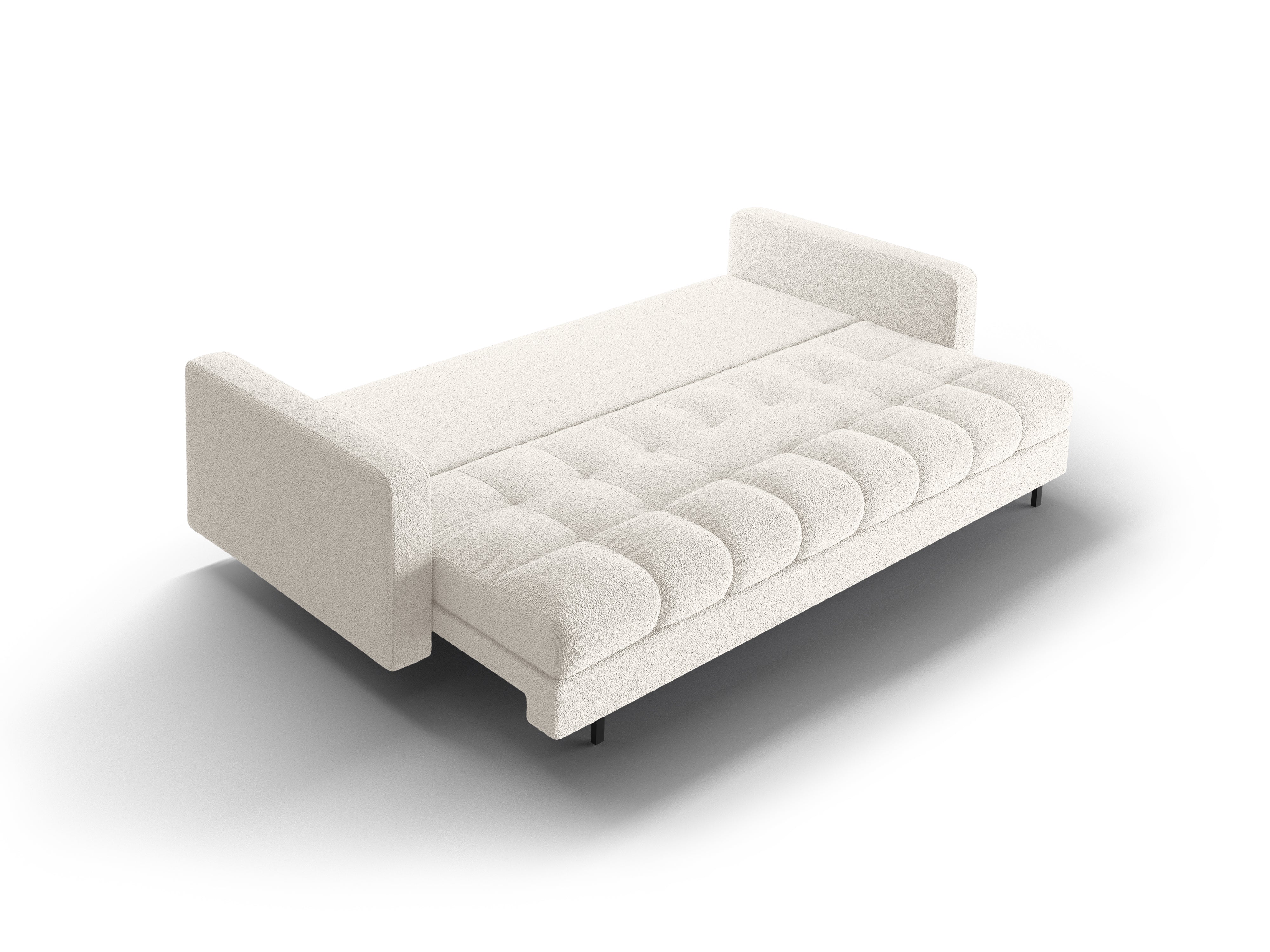 3-seater sofa with sleeping function BALI white bouclé with black base