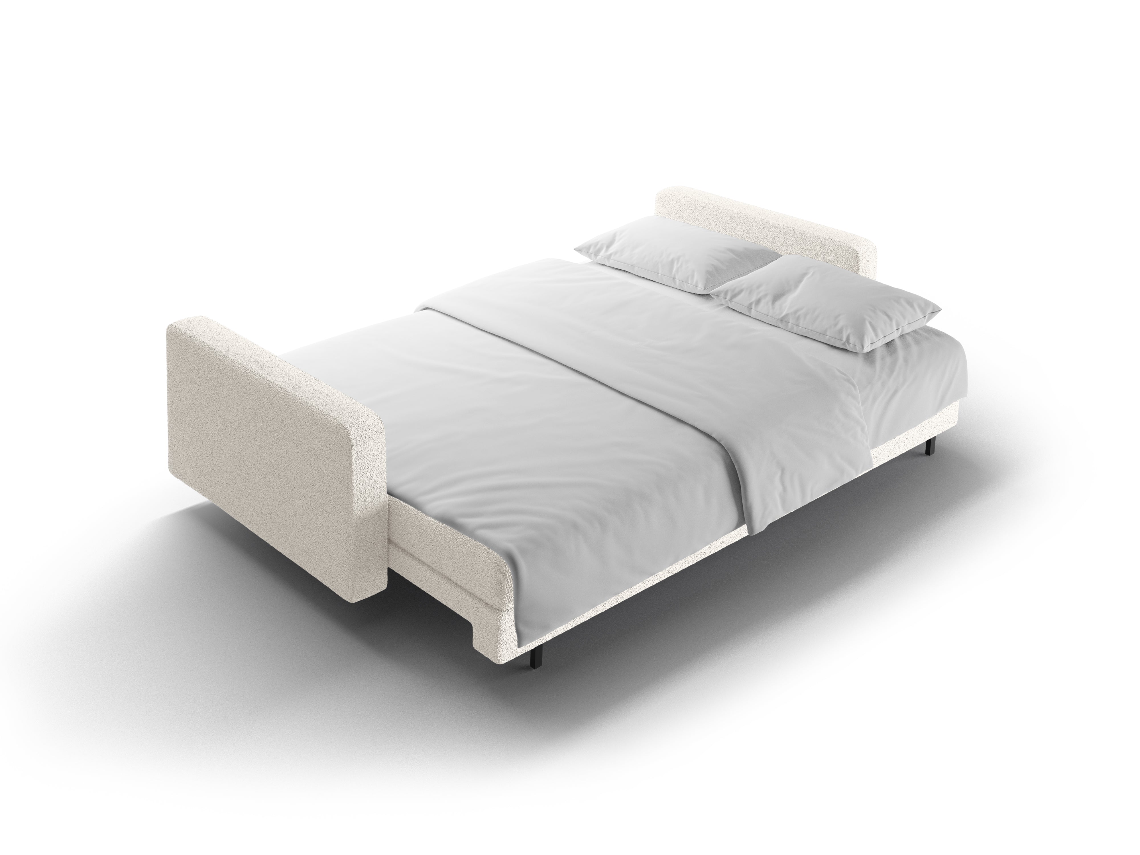 3-seater sofa with sleeping function BALI white bouclé with black base