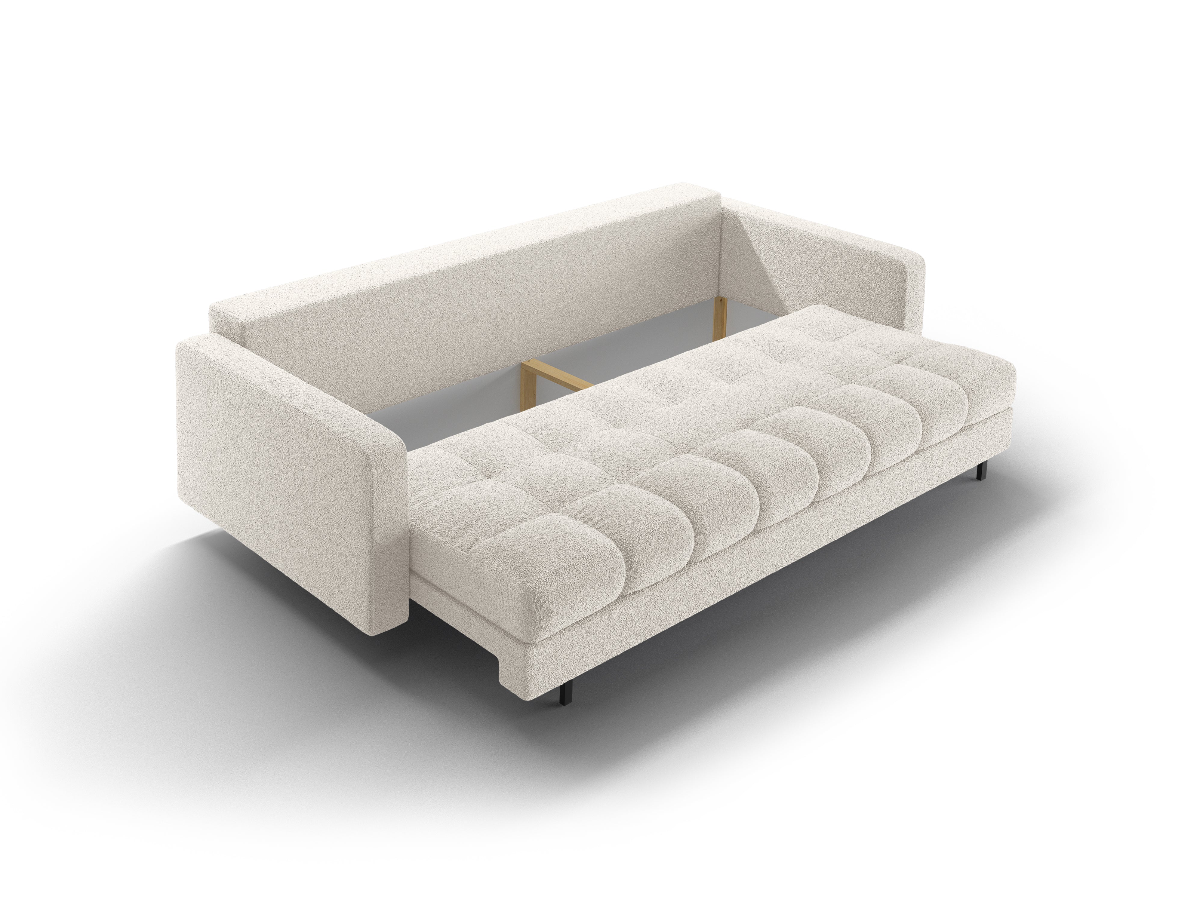 3-seater sofa with sleeping function BALI white bouclé with black base