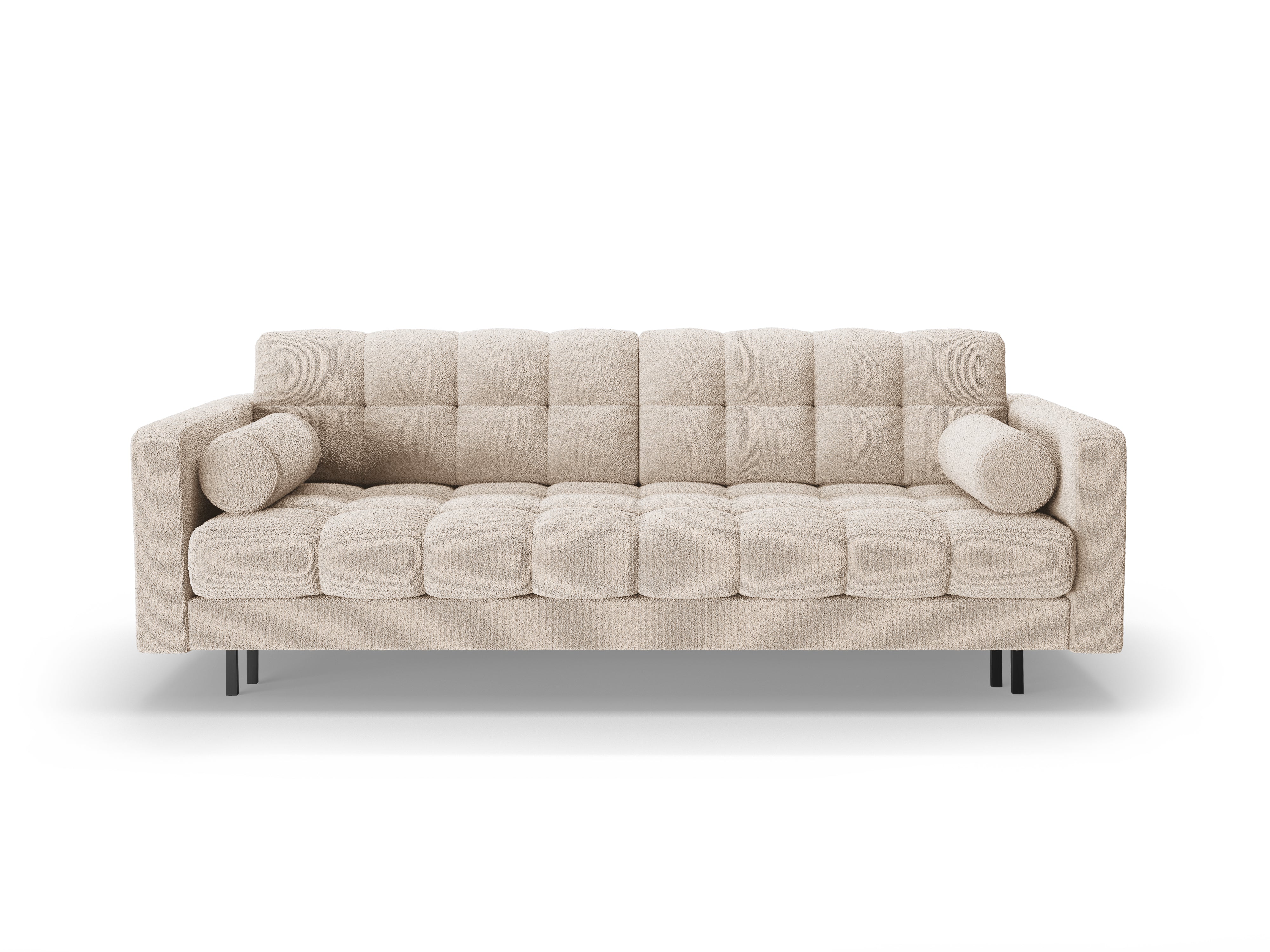 Sofa 3-zits met slaapfunctie BALI beige bouclé met zwarte basis